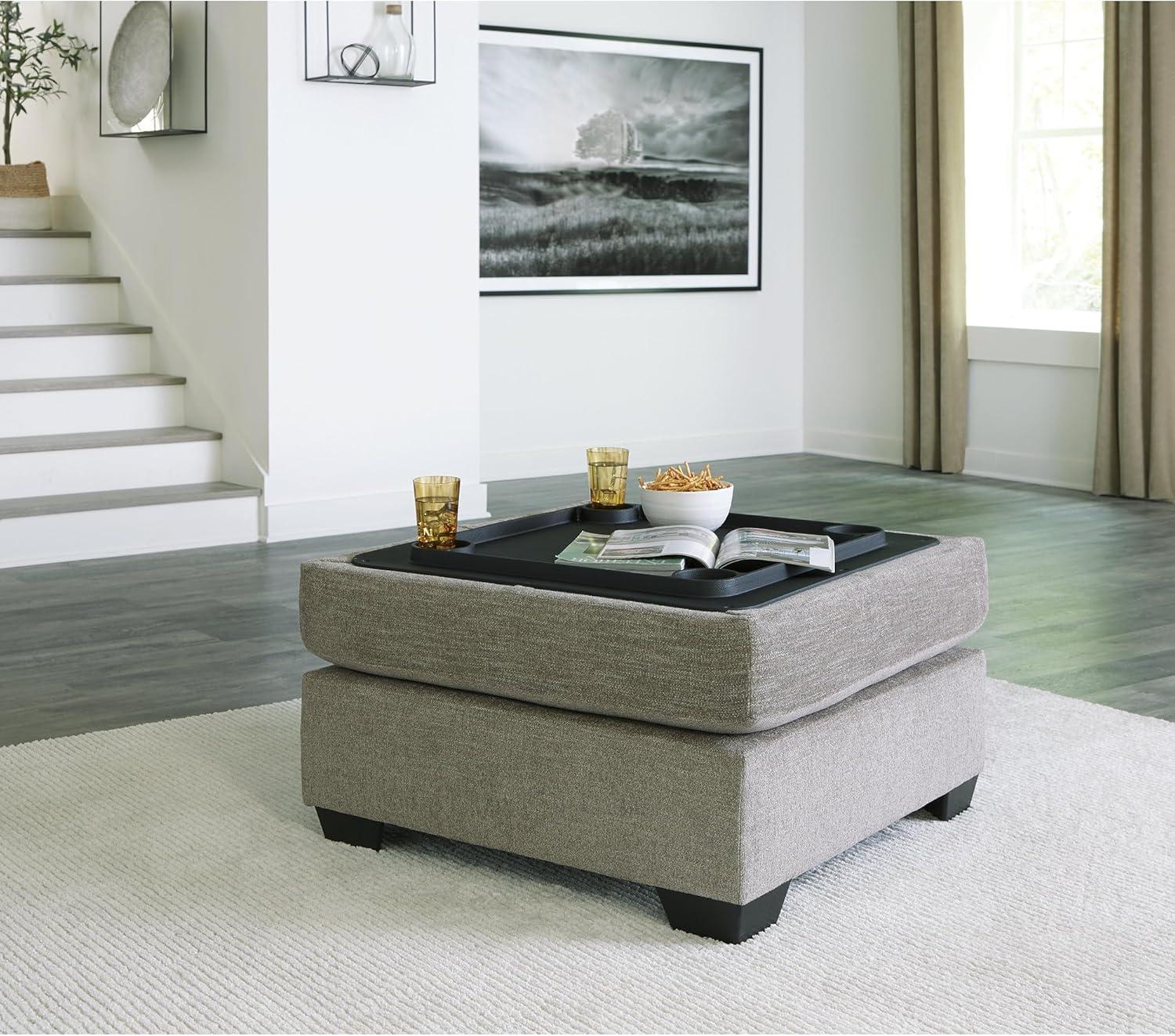 Signature Design by Ashley Creswell Upholstered Ottoman With Storage, Stone Gray