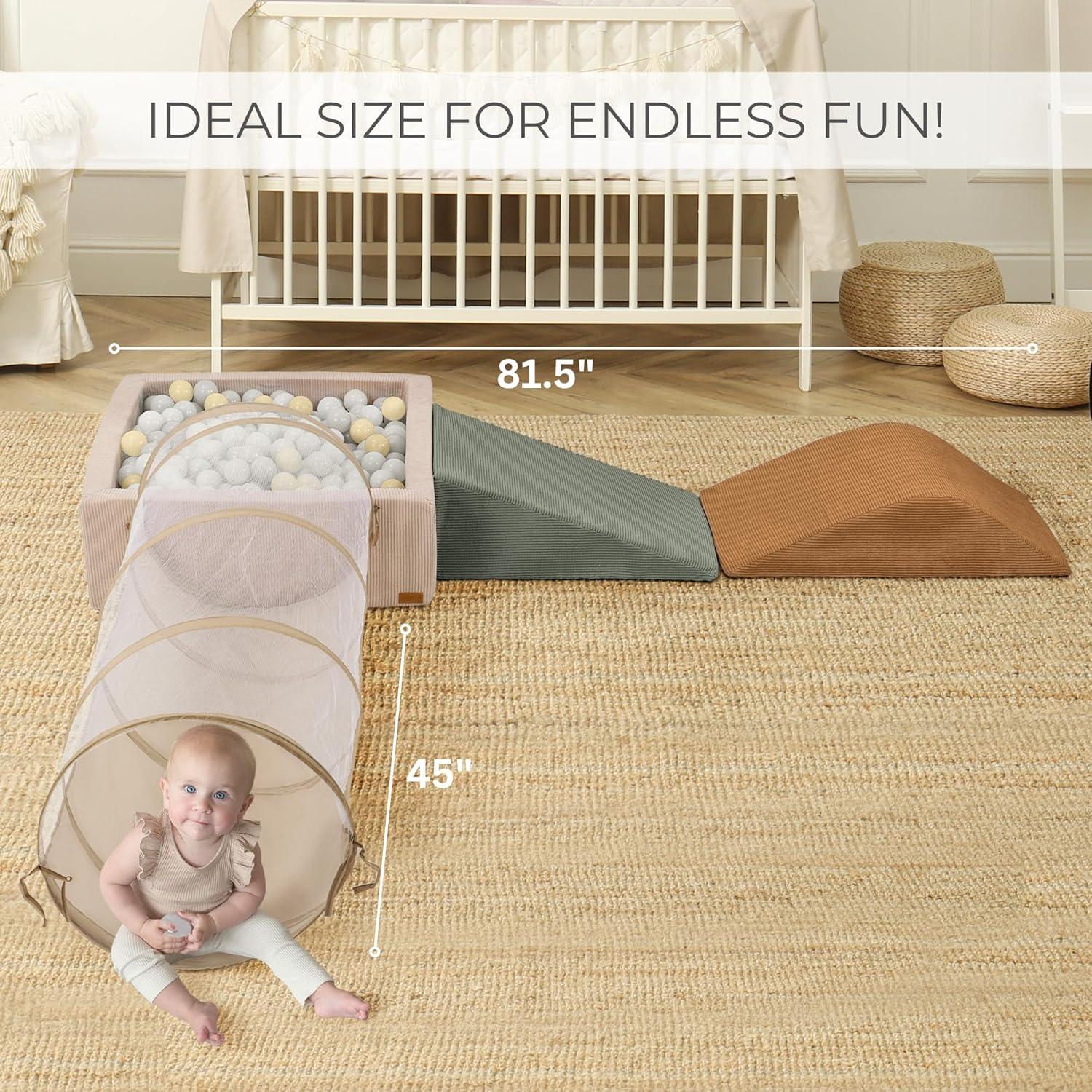 Fun Climbing Toy Set for Toddlers 1-3 - Includes Tunnel, Ball Pit & Climbing Blocks for Endless Indoor Fun - Safe Foam Play Gym for Babies/Kids