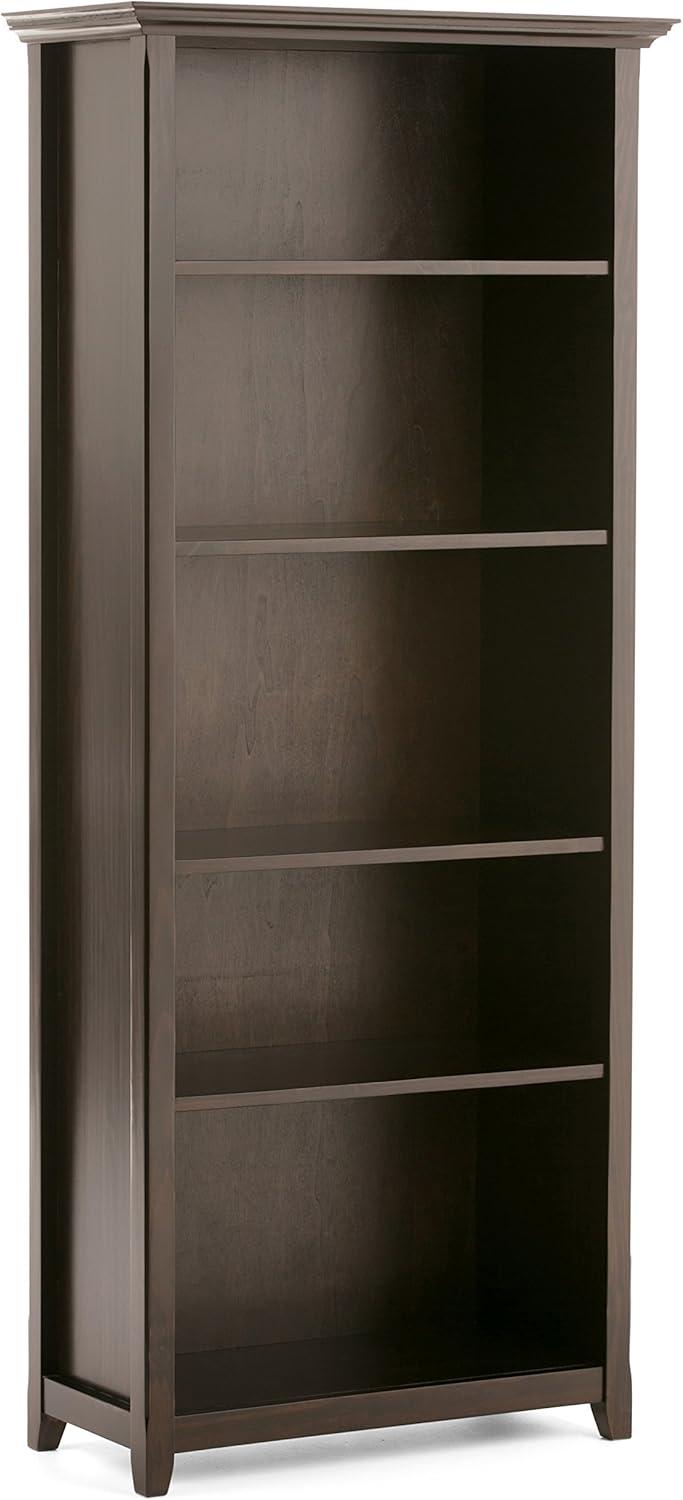 Simpli Home Amherst 30"W Solid Wood 5 Shelf Bookcase with Adjustable Shelves