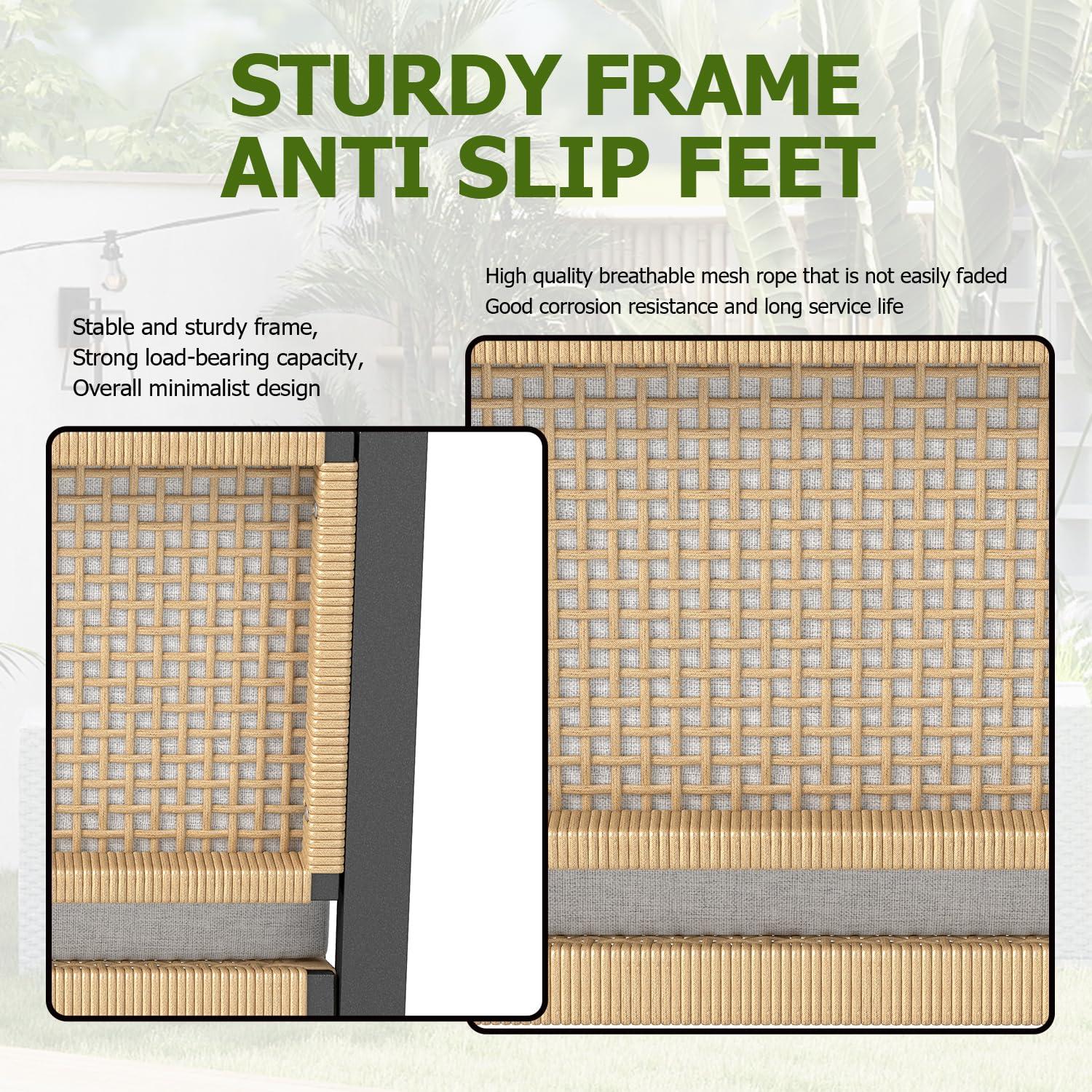 Aug-guan 7-Piece Patio Furniture Set, All-Weather Boho Outdoor Conversation Set Sectional Sofa with Water Resistant Grey Thick Cushions and Storage Table for Yard,Lawn,Grey