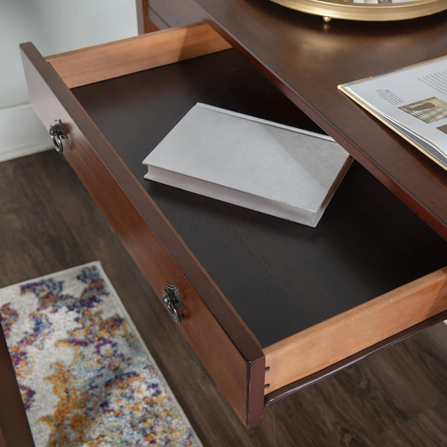 46" Titian Transitional Writing Desk Tobacco - Linon: Home Office Furniture, Pine Frame, Metal Hardware