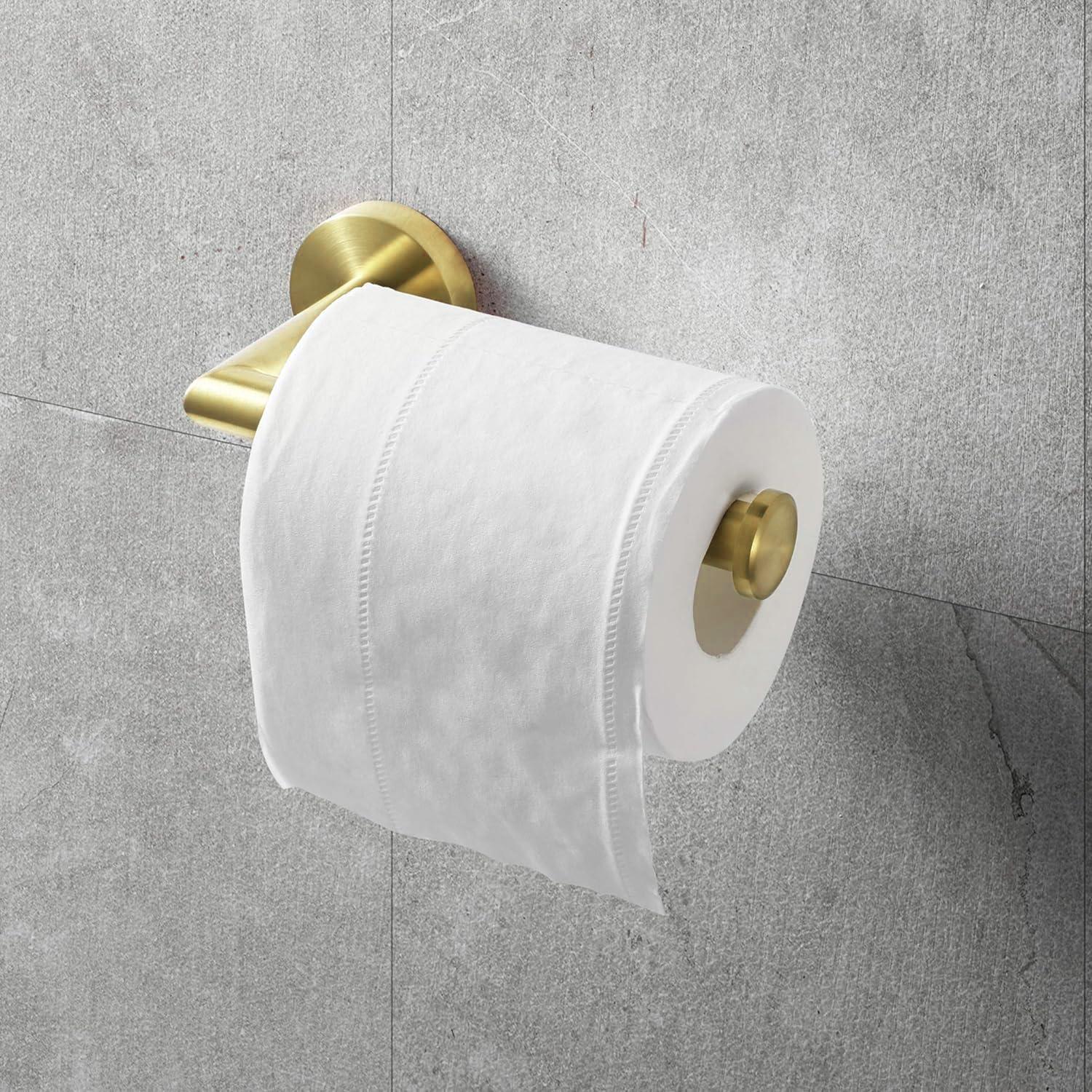 HITSLAM Toilet Paper Holder Wall Mount,Brushed Gold Toilet Paper Roll Holder for Bathroom
