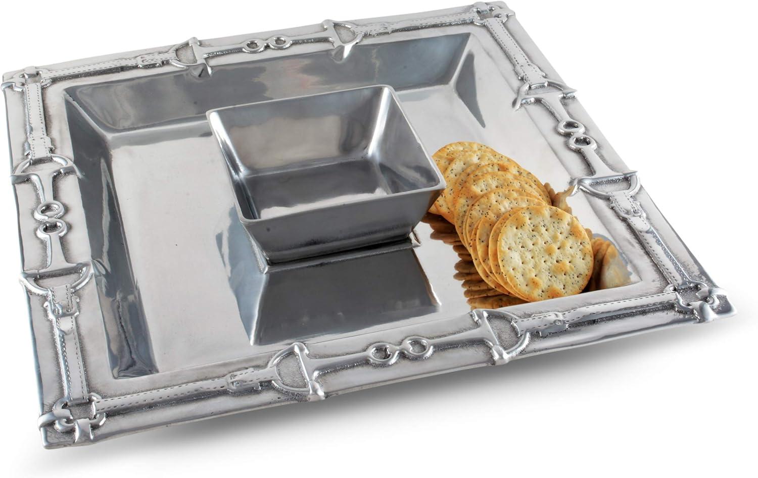 Equestrian Aluminum Square Chip and Dip Platter