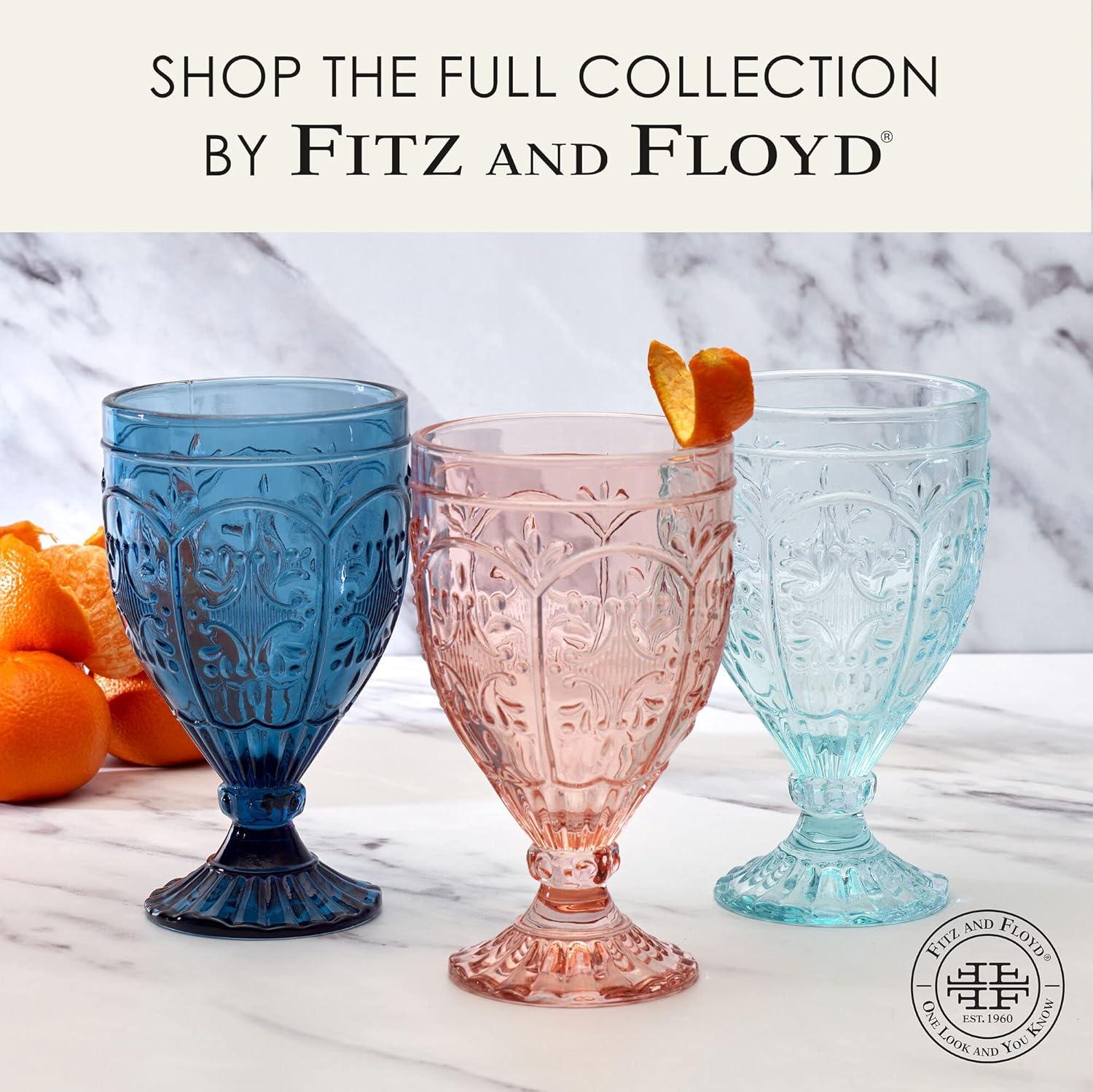 Blush Embossed Glass Goblet Set of Four