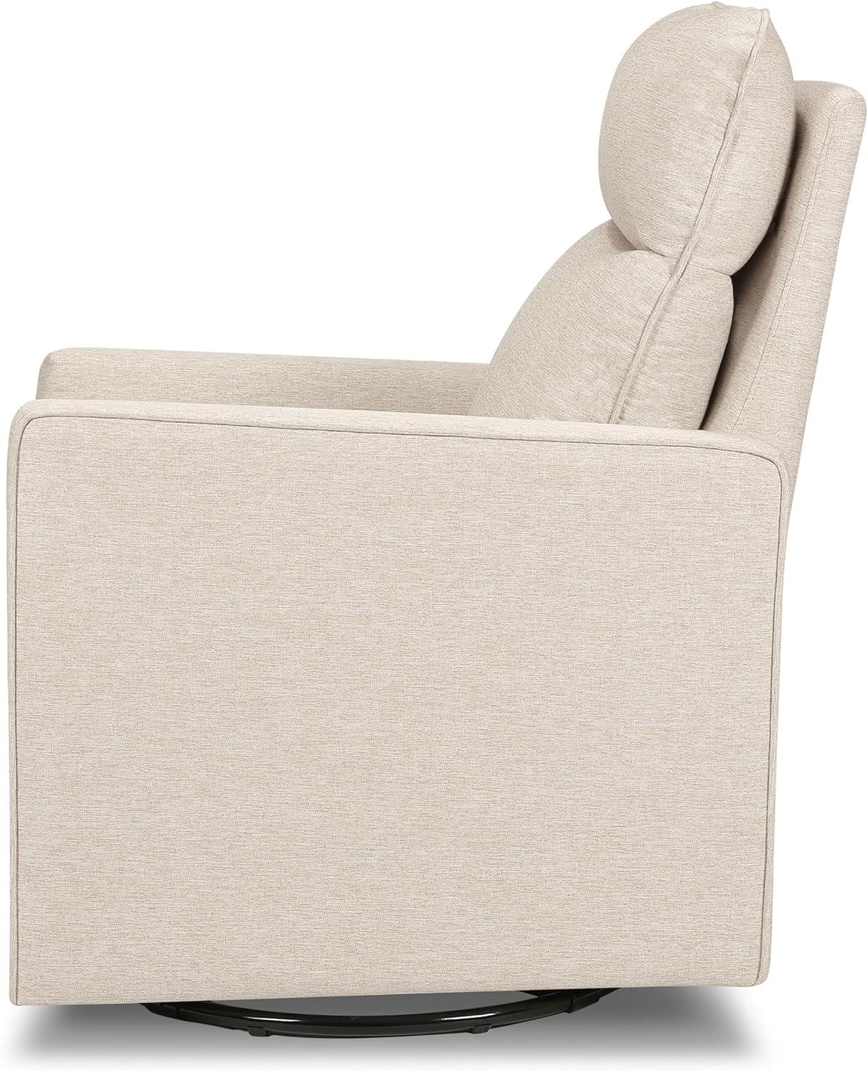 Beige Pillowback Swivel Glider with High Back Support