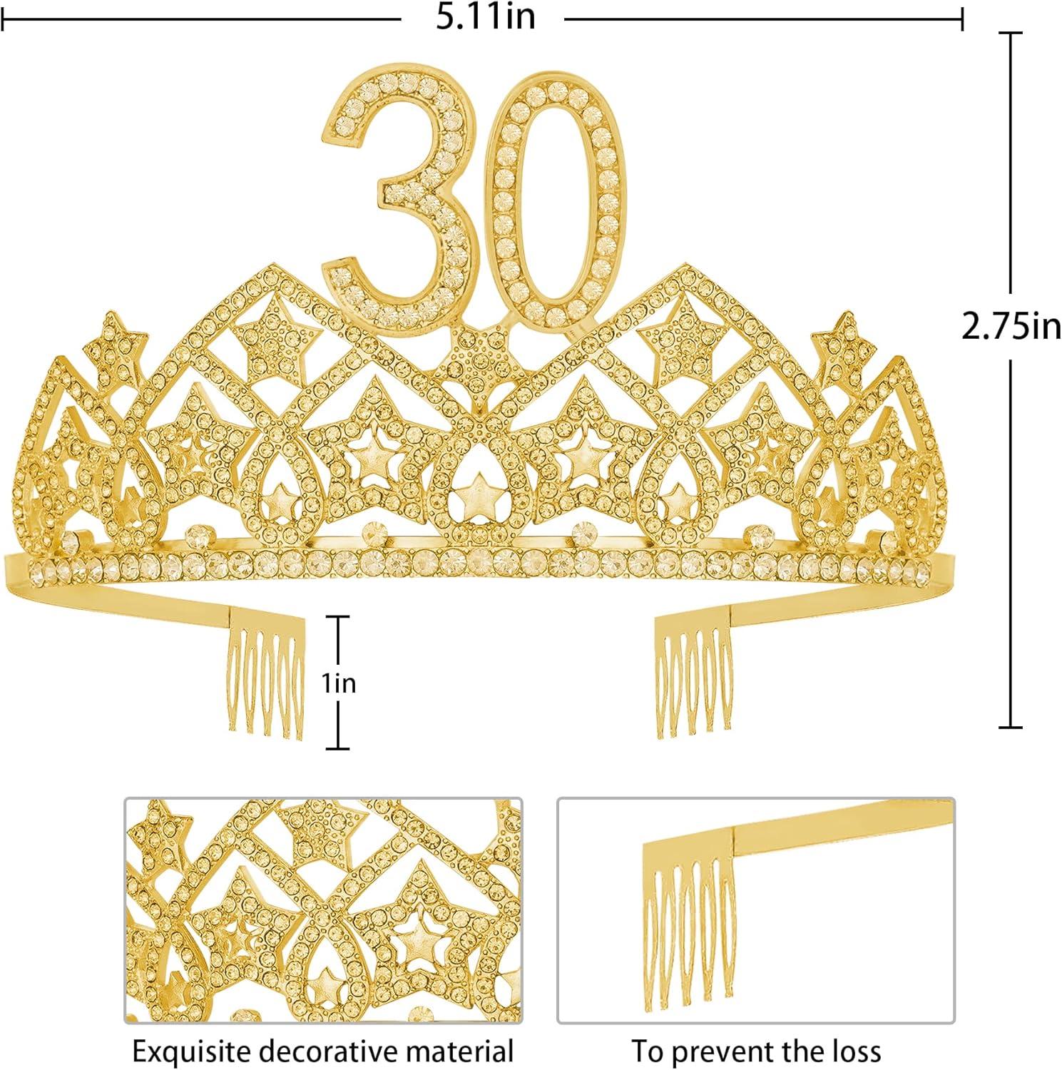 30th Birthday Decorations: Sash, Crown, Tiara for Women - Fabulous 30th Birthday Gifts