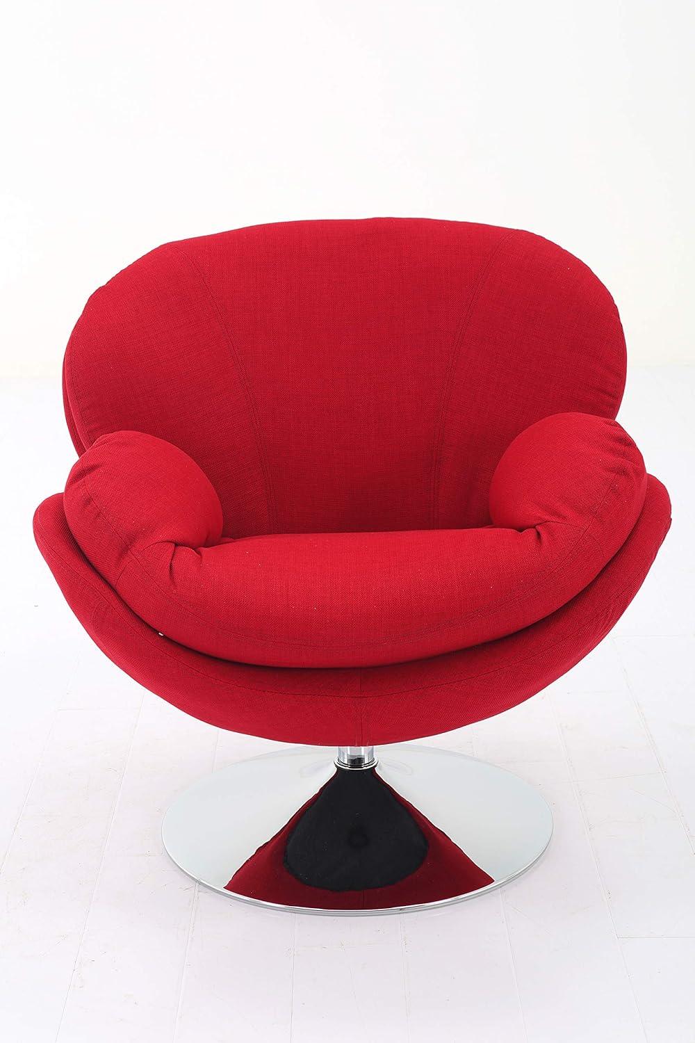 Red Swivel Barrel Arm Chair with Chrome Base