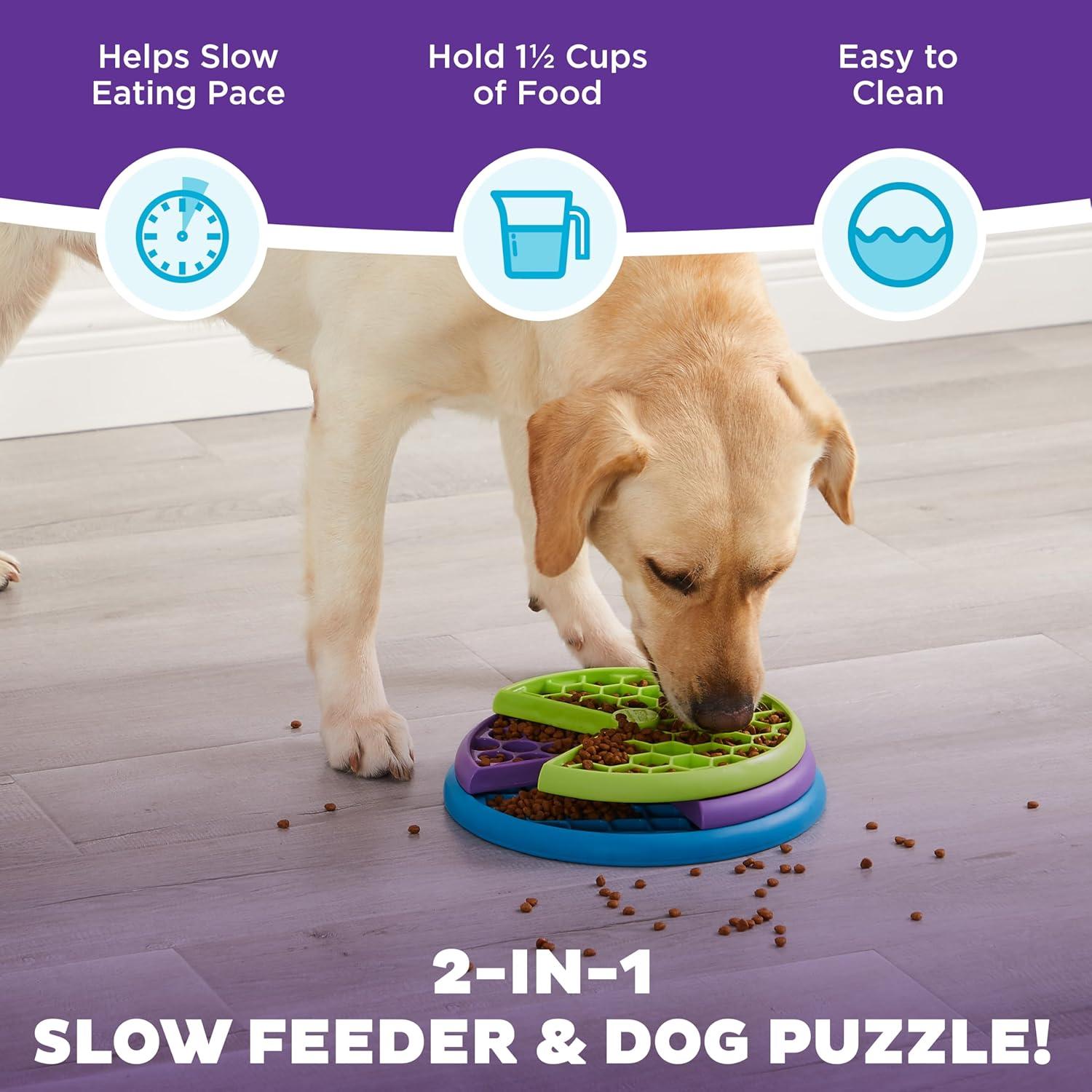 Multicolored Rotating Dog Treat Puzzle Feeder