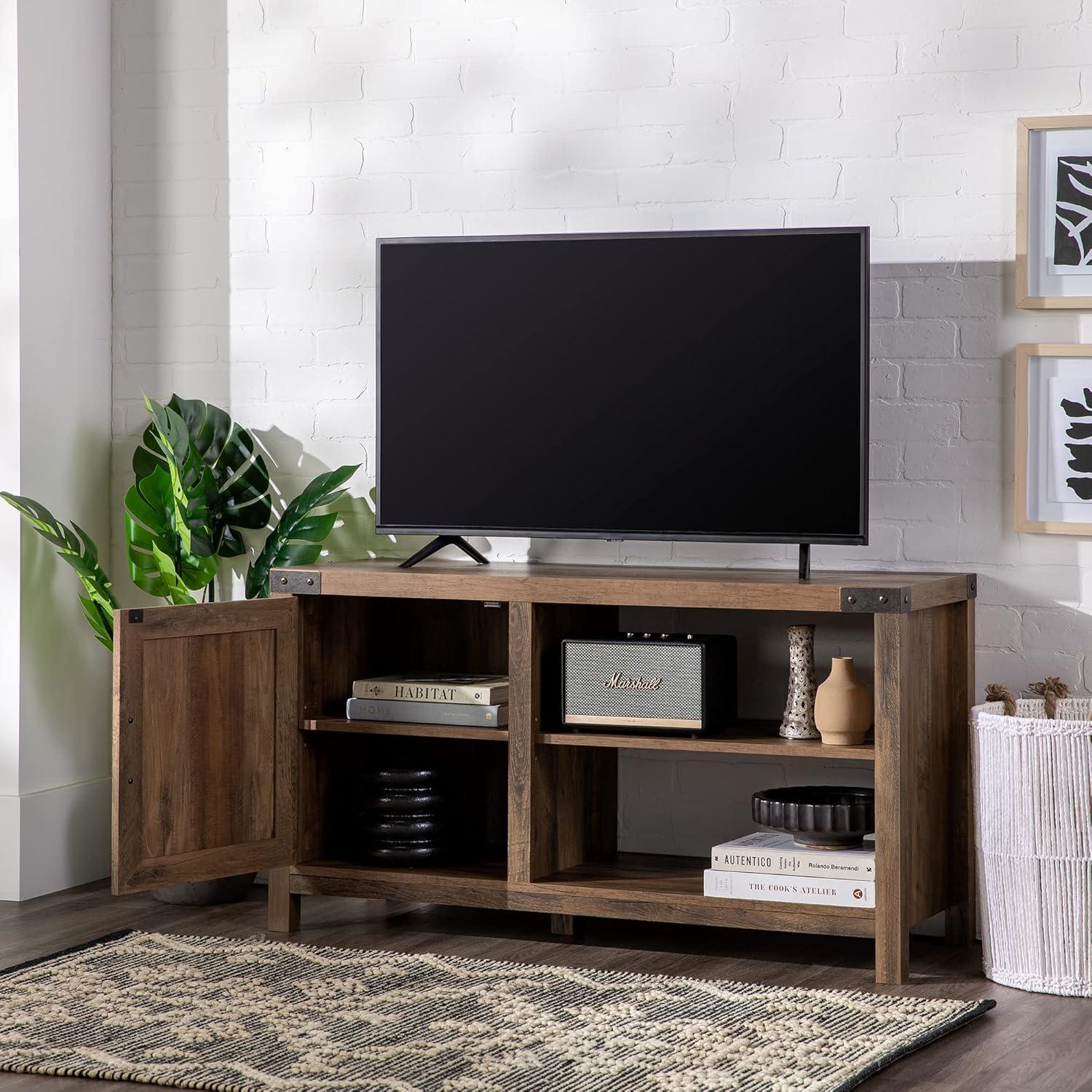 44 inch Rustic Farmhouse Barn Door TV Stand - Reclaimed Barnwood