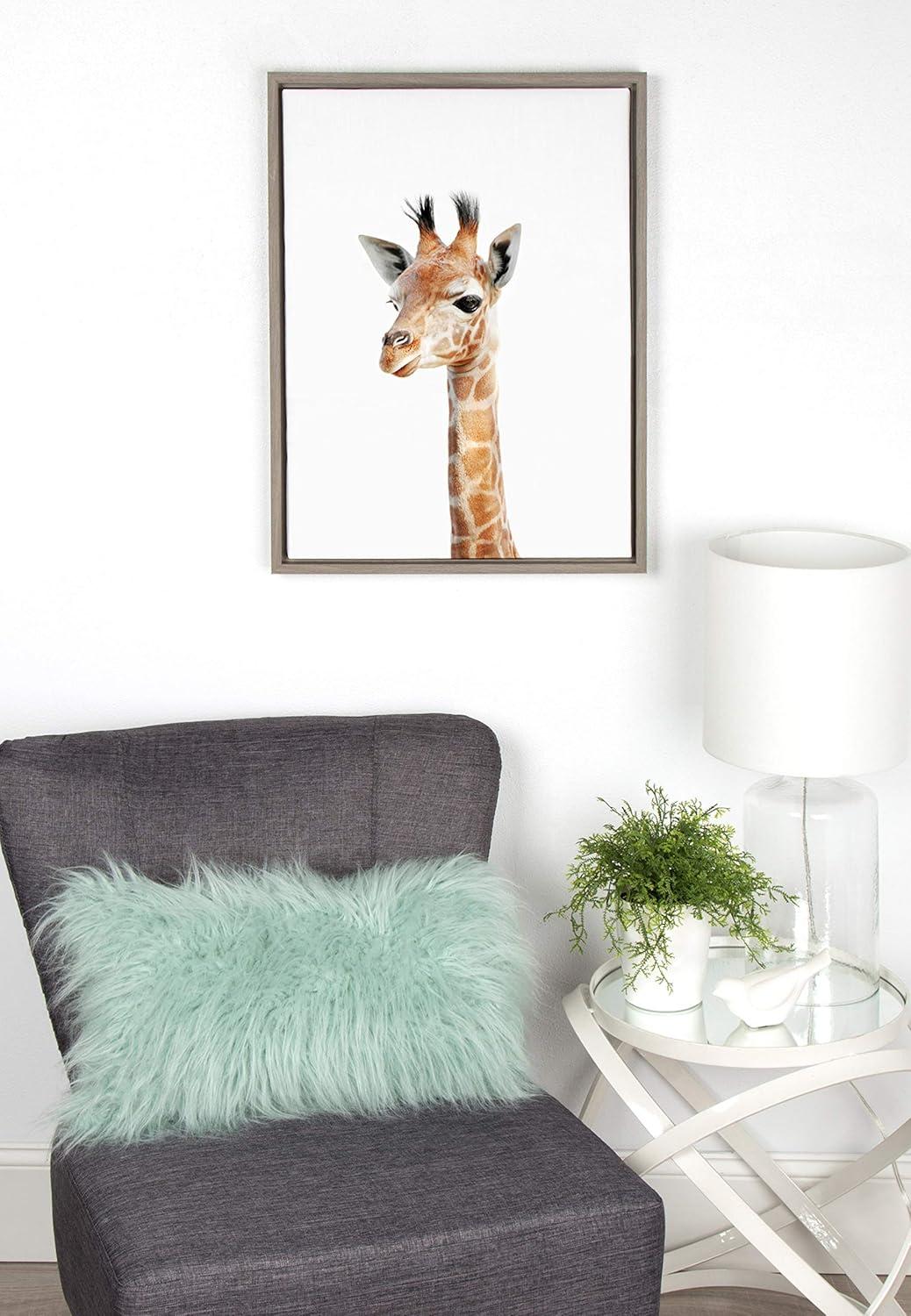 18" x 24" Sylvie Baby Giraffe Framed Canvas by Amy Peterson - Kate and Laurel