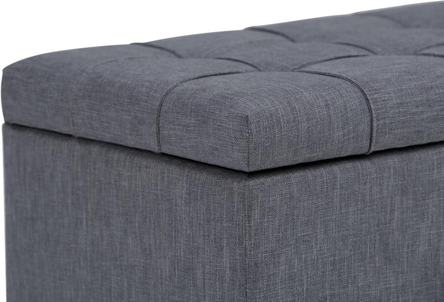 Simpli Home Sienna 33"W Upholstered Storage Ottoman Bench with Lift-Up Tufted Top