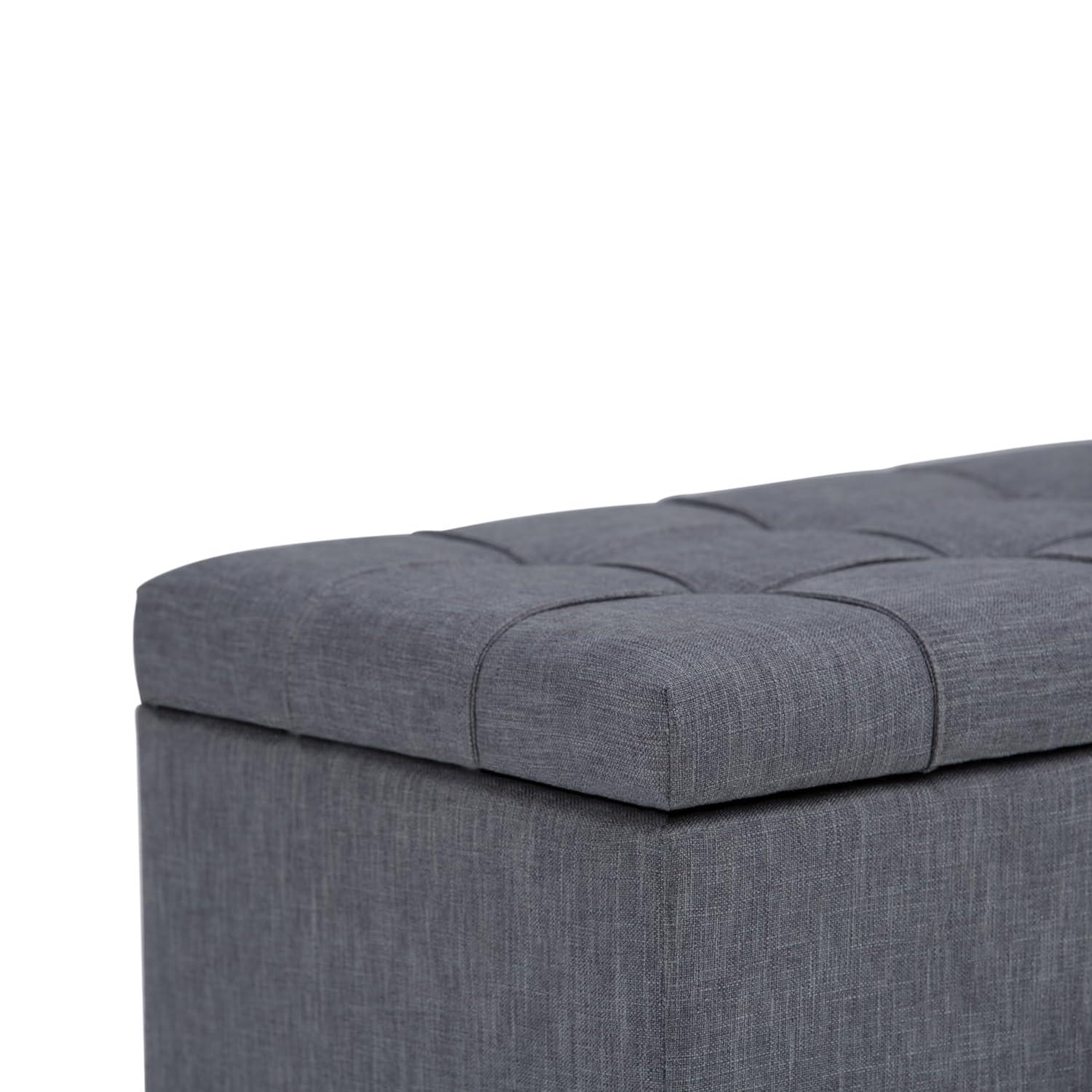 Simpli Home Sienna 33"W Upholstered Storage Ottoman Bench with Lift-Up Tufted Top