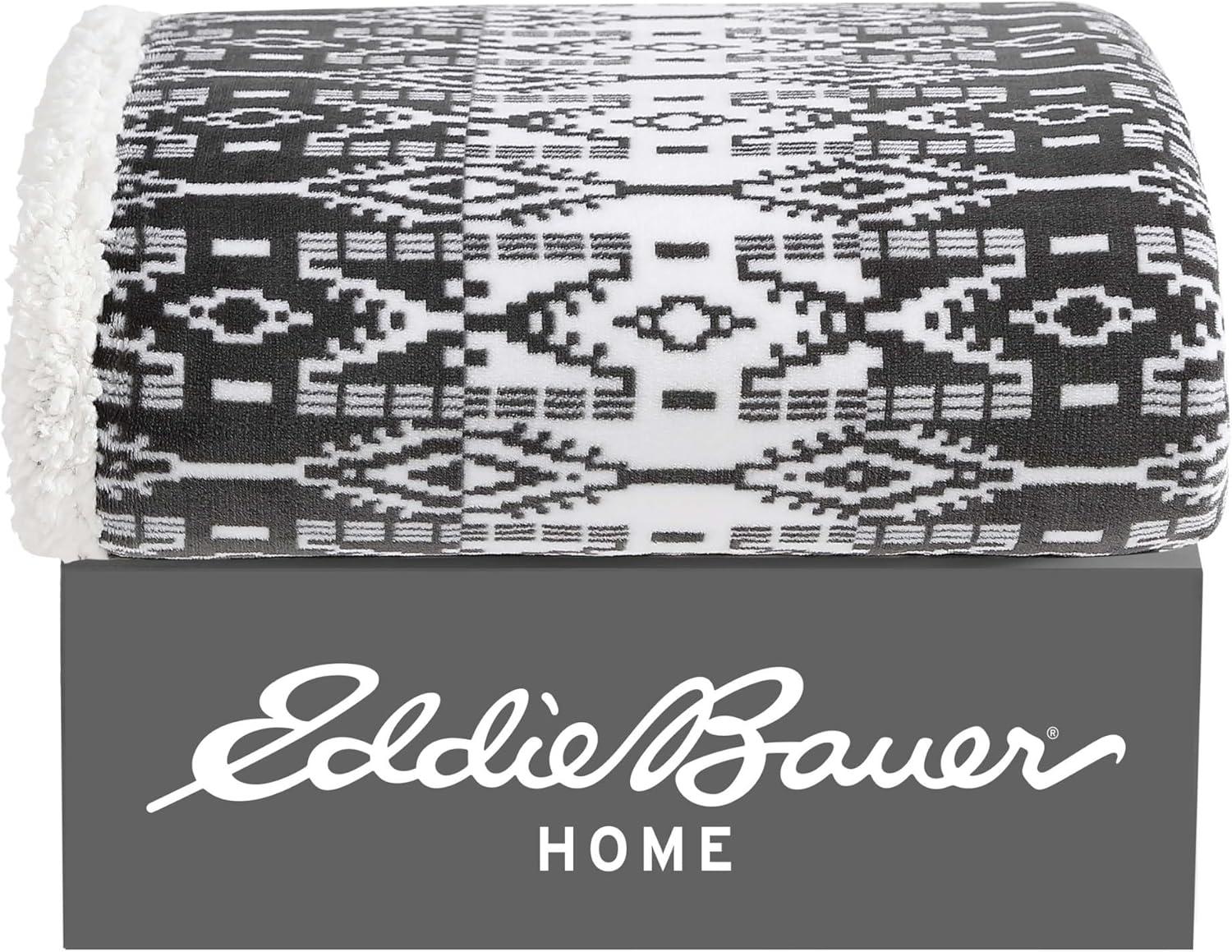 Eddie Bauer Printed Plush Fleece/Sherpa Throw Blankets