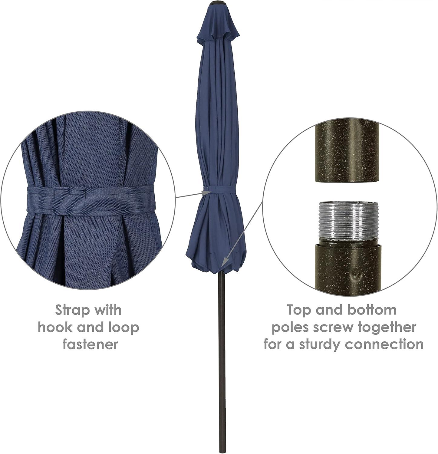 Sunnydaze Outdoor Aluminum Patio Umbrella with Fade-Resistant Canopy and Auto Tilt and Crank - 9' - Navy Blue