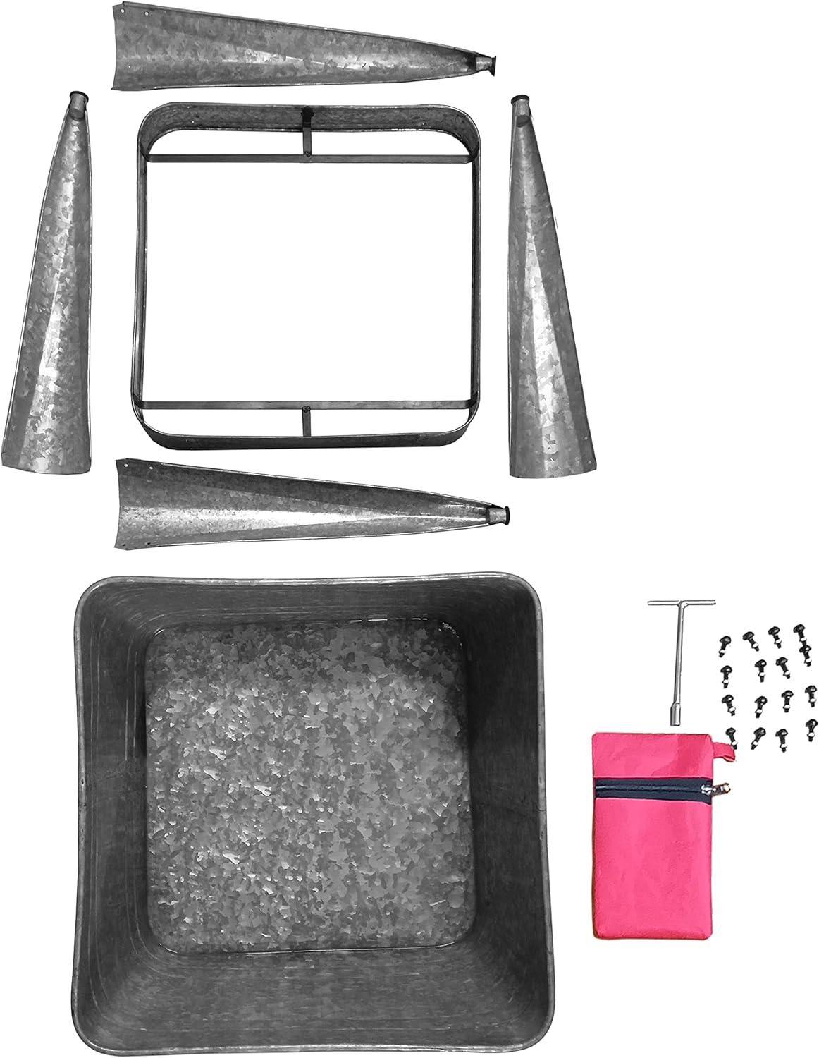 Gray Galvanized Metal Beverage Tub on Stand, 32-inch Height