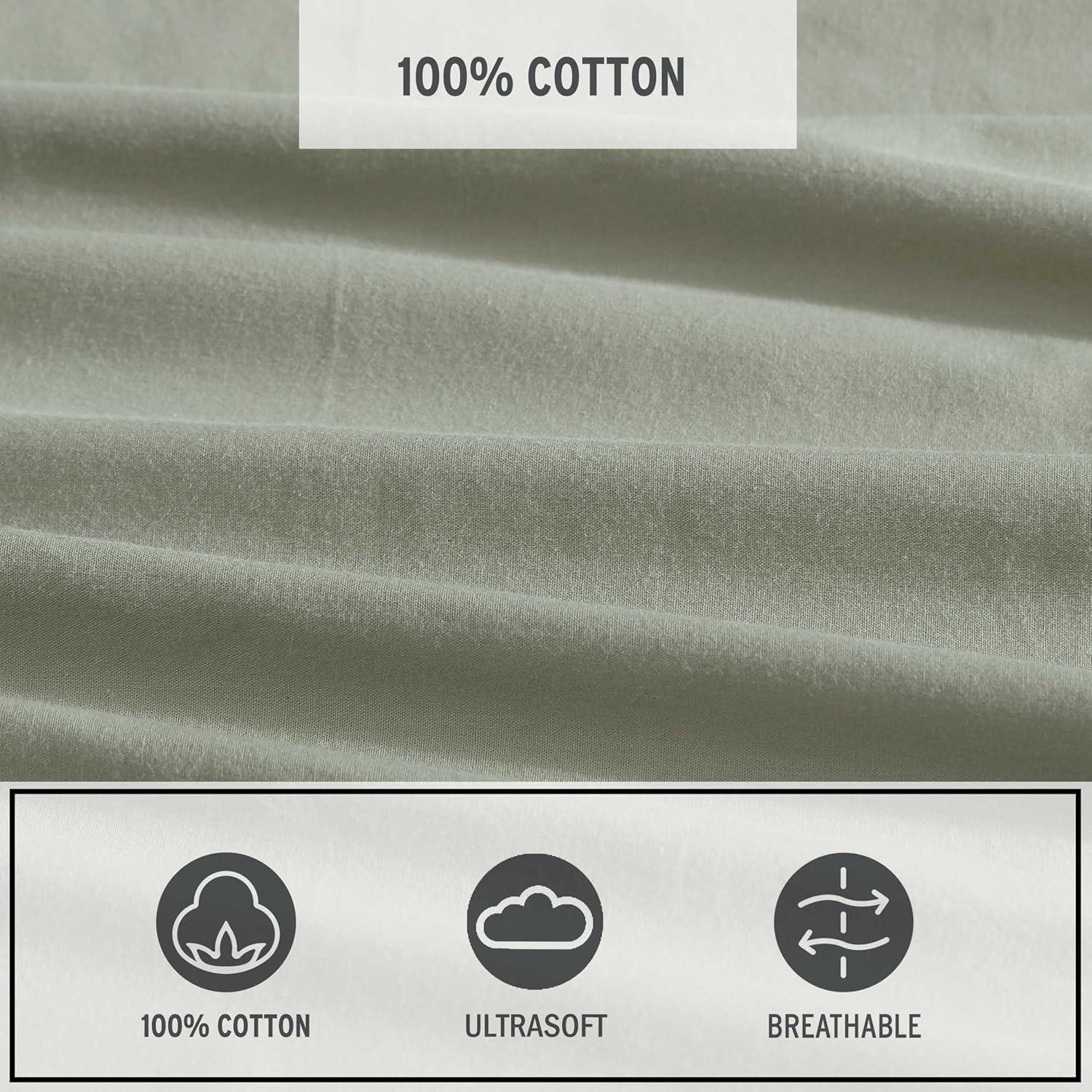 Eddie Bauer Solid Brushed Percale Cotton Sheet Set