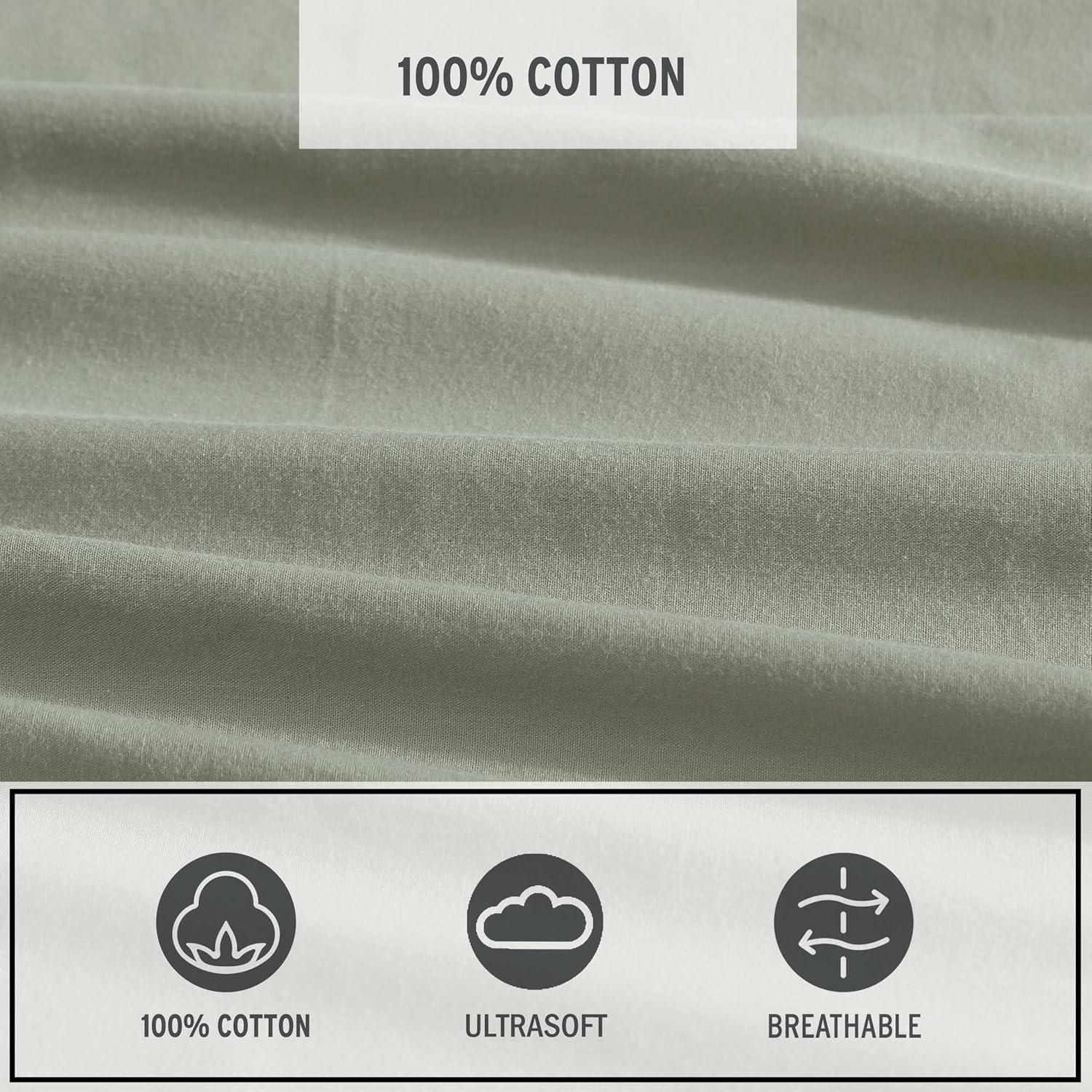 Eddie Bauer Eddie Bauer Solid Brushed Percale Cotton Sheet Set