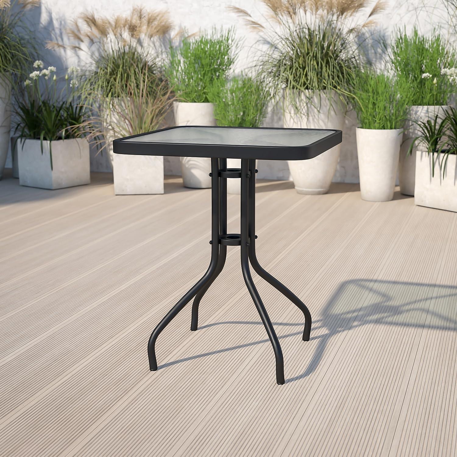 Flash Furniture 23.5'' Square Tempered Glass Metal Table