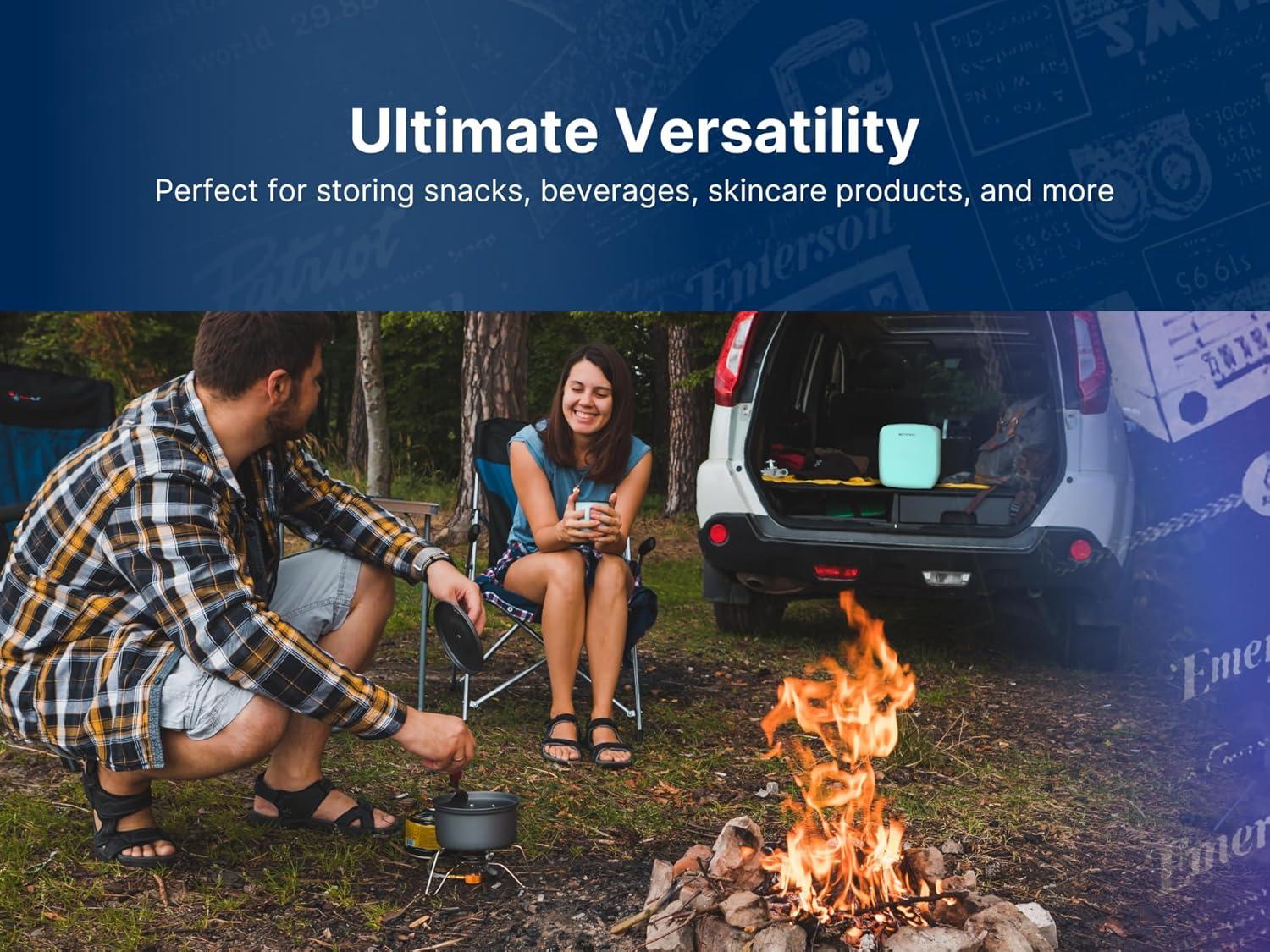 Emerson Emerson EFC-5001 Portable XL Mini Fridge Cooler for 12 Cans, 8L Capacity, AC/DC Power Compatibility, Removable Shelf, Lightweight Design – Ideal for Home, Office, Travel, Dorms, and Outdoor Use