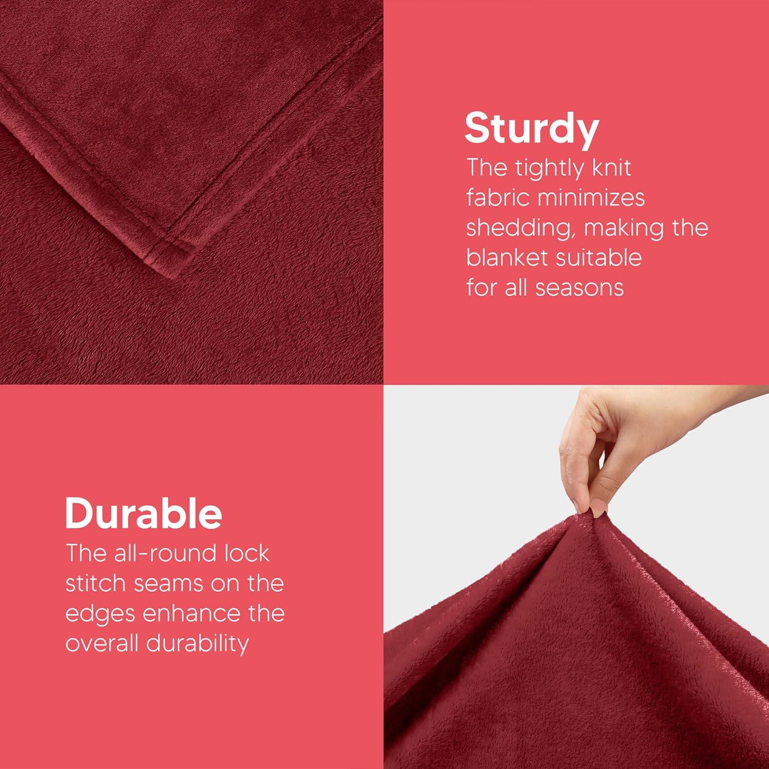 Burgundy Fleece Reversible Throw Blanket 60x50 Inches