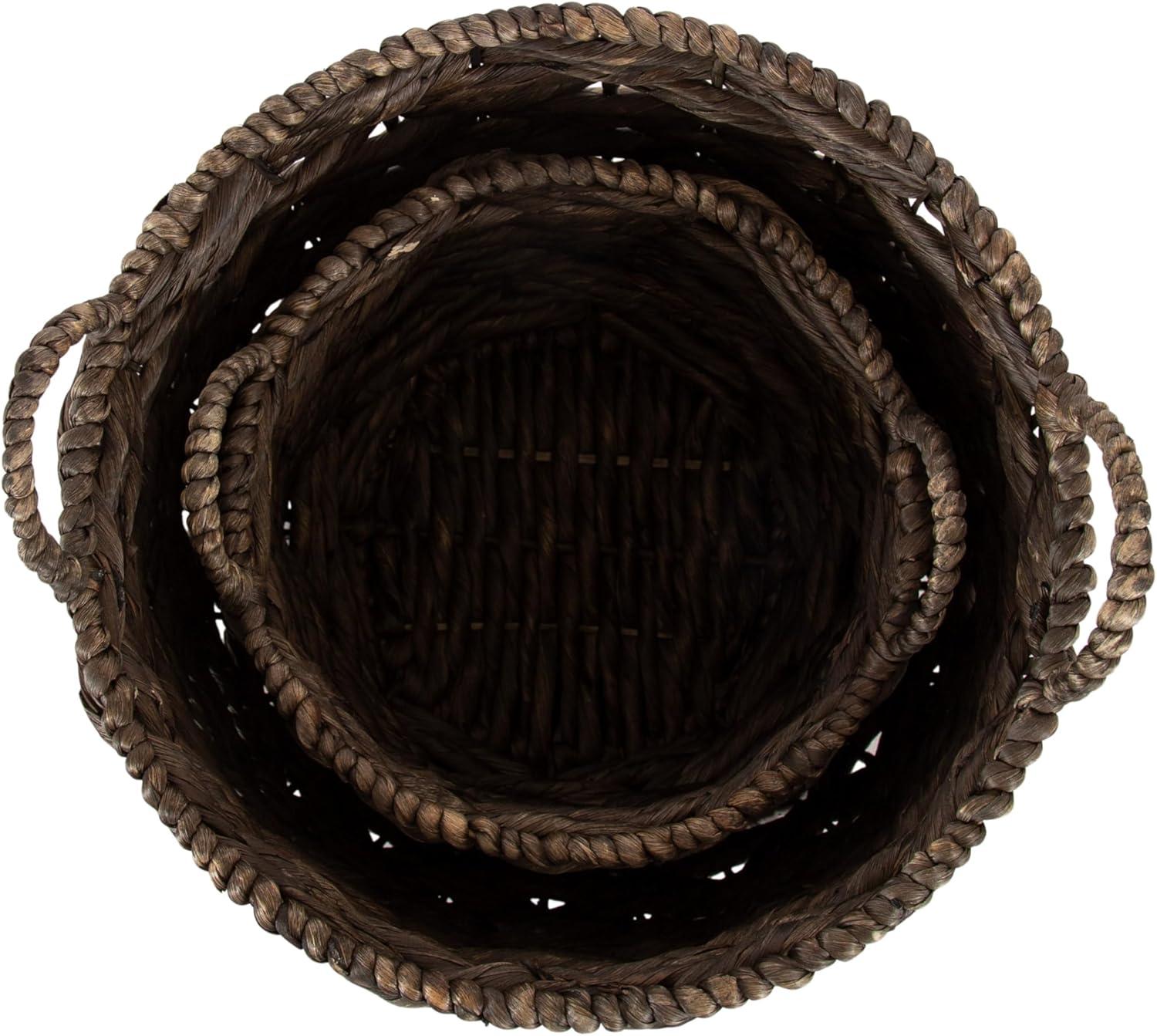 Kate and Laurel Livia Moderno Juego de Cestas Tejidas de Dos Piezas, 16 x 16 y 13 x 13, Jacinto de Agua Natural, Cestas de Mimbre Natural Transicionales para Usar Como Maceteros Tejidos O Cestas Tipo Manta para Sala de Estar