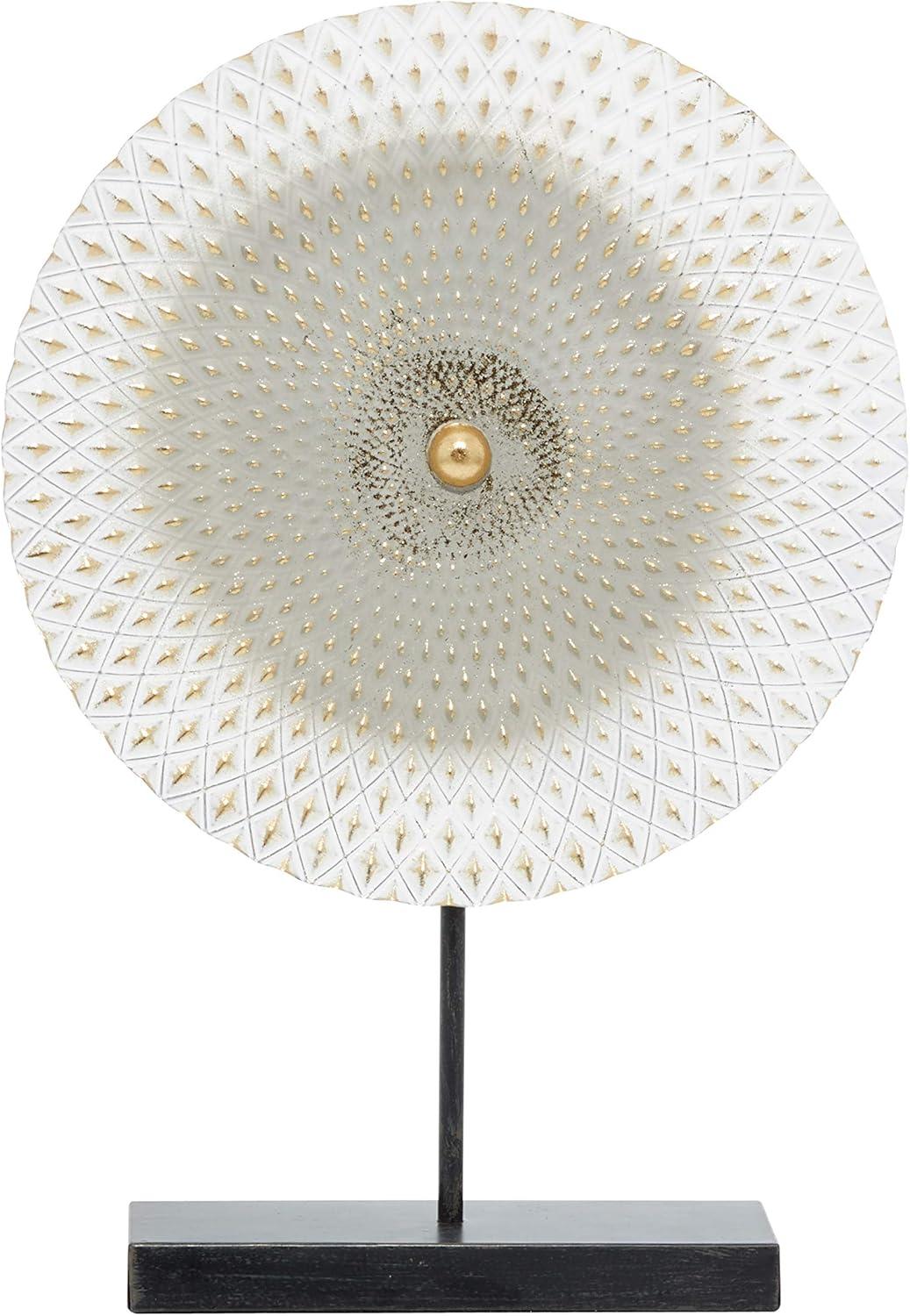 Dakota Fields Diahna Metal Geometric Decorative Gray Sculpture with Black Base