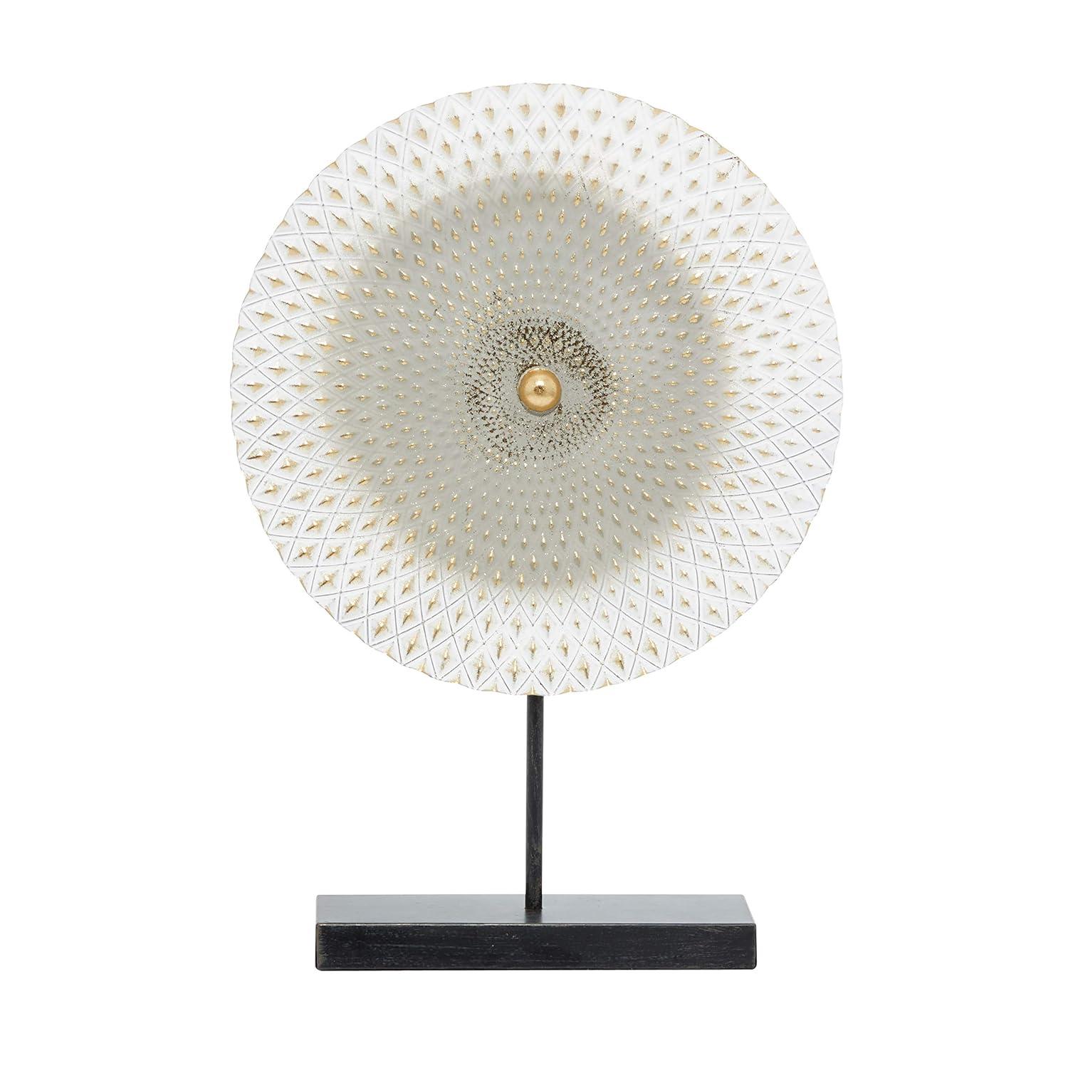 Dakota Fields Diahna Metal Geometric Decorative Gray Sculpture with Black Base