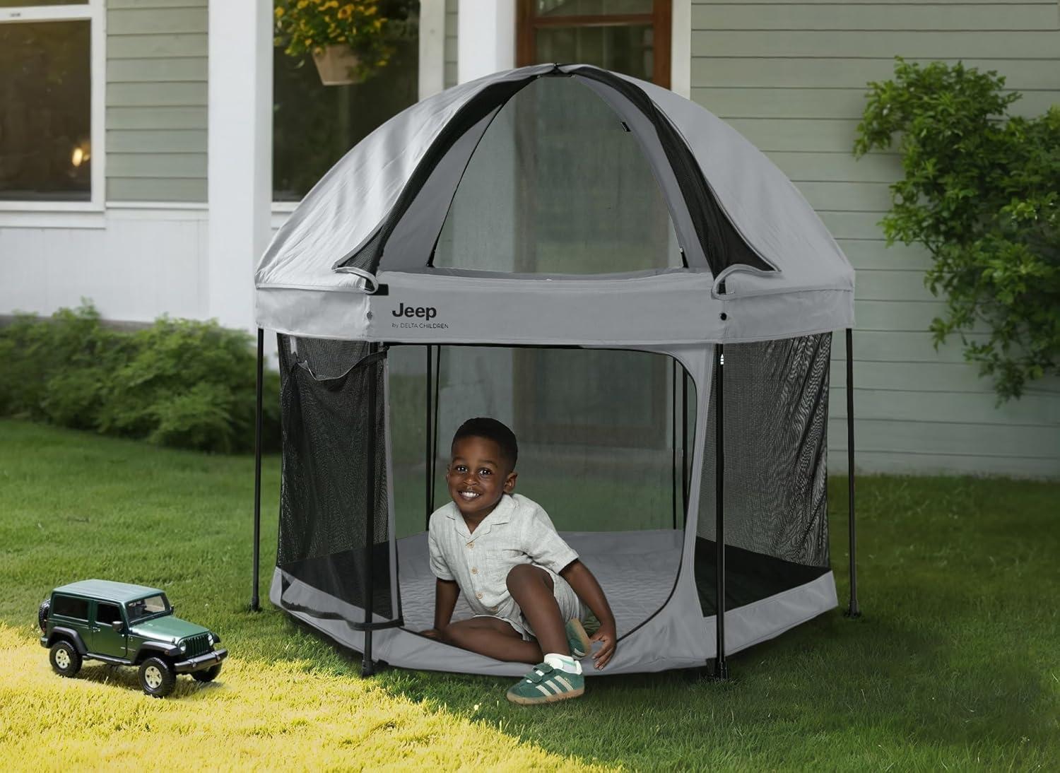 Jeep Hexagon Pop Up Playard with Removable Canopy