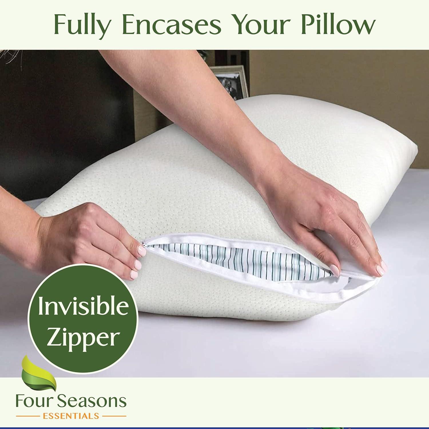 Bamboo Pillow Protectors King (Set of 2) – Pillow Cover Waterproof Hypoallergenic Dust Proof Zippered Encasement