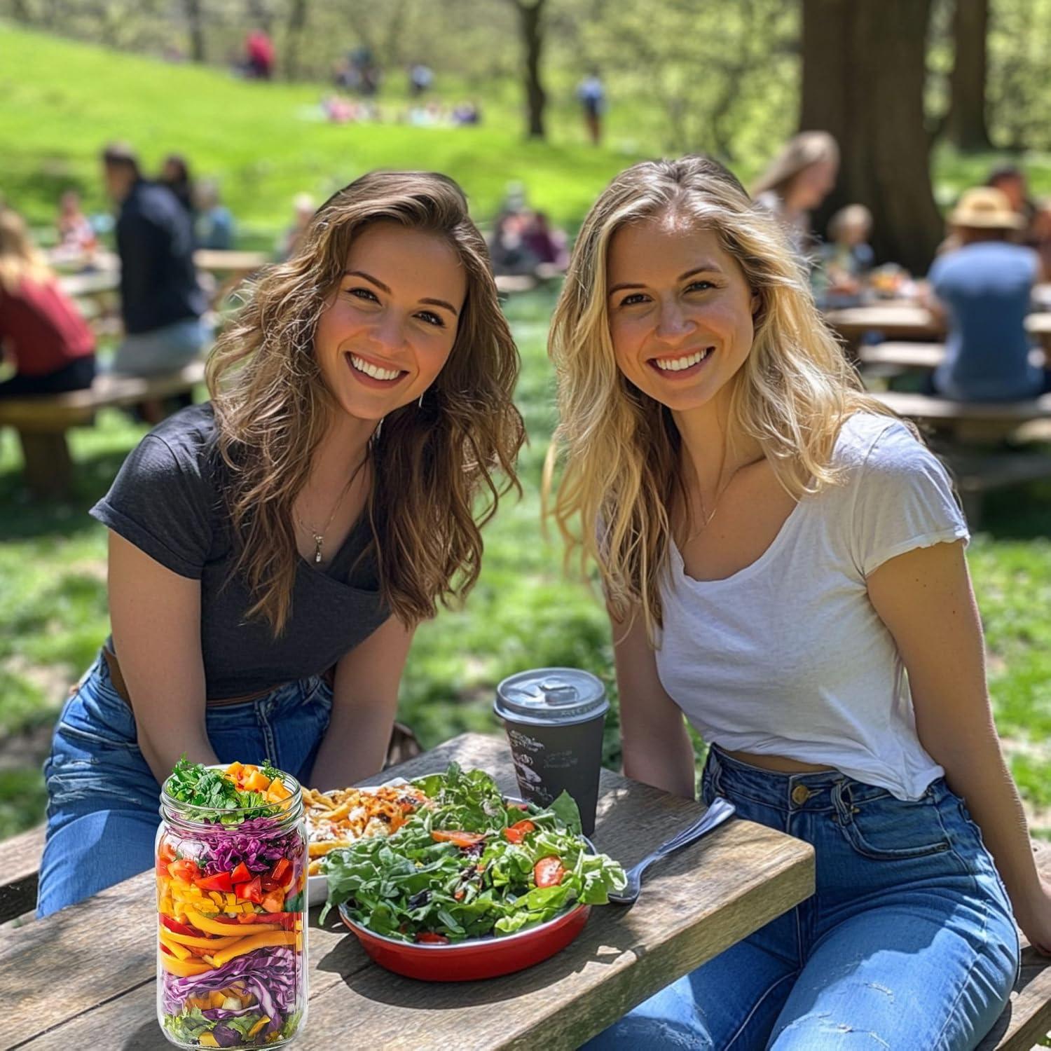 Jarming Collections 16oz Wide Mouth Glass Storage Jars – Extra-Wide Opening with BPA-Free Plastic Lids for Easy Filling, Food Storage, Pantry Organization & Canning Storage – Made in USA  (Set of 2)