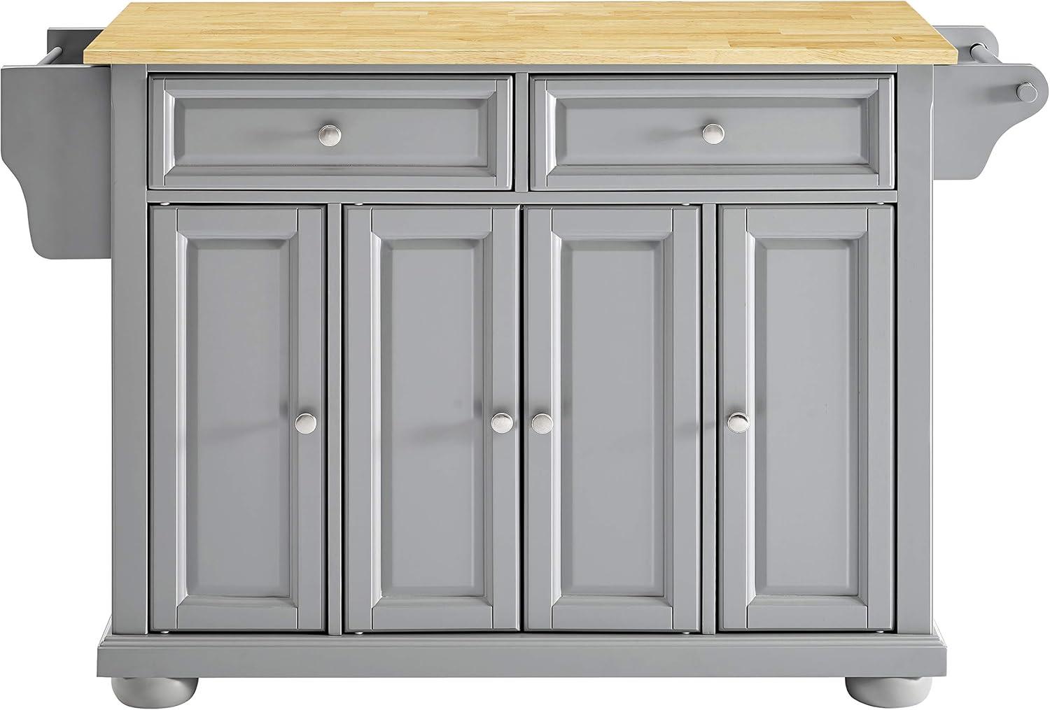 Alexandria Kitchen Island with Wood Top Vintage Gray/Natural - Crosley