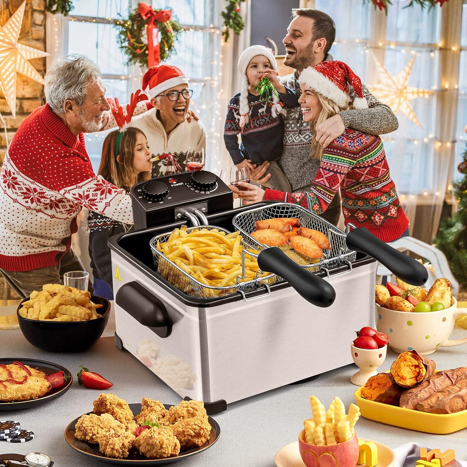Costway Electric Deep Fryer 5.3 QT/21-Cup Stainless Steel 1700W with Triple Basket