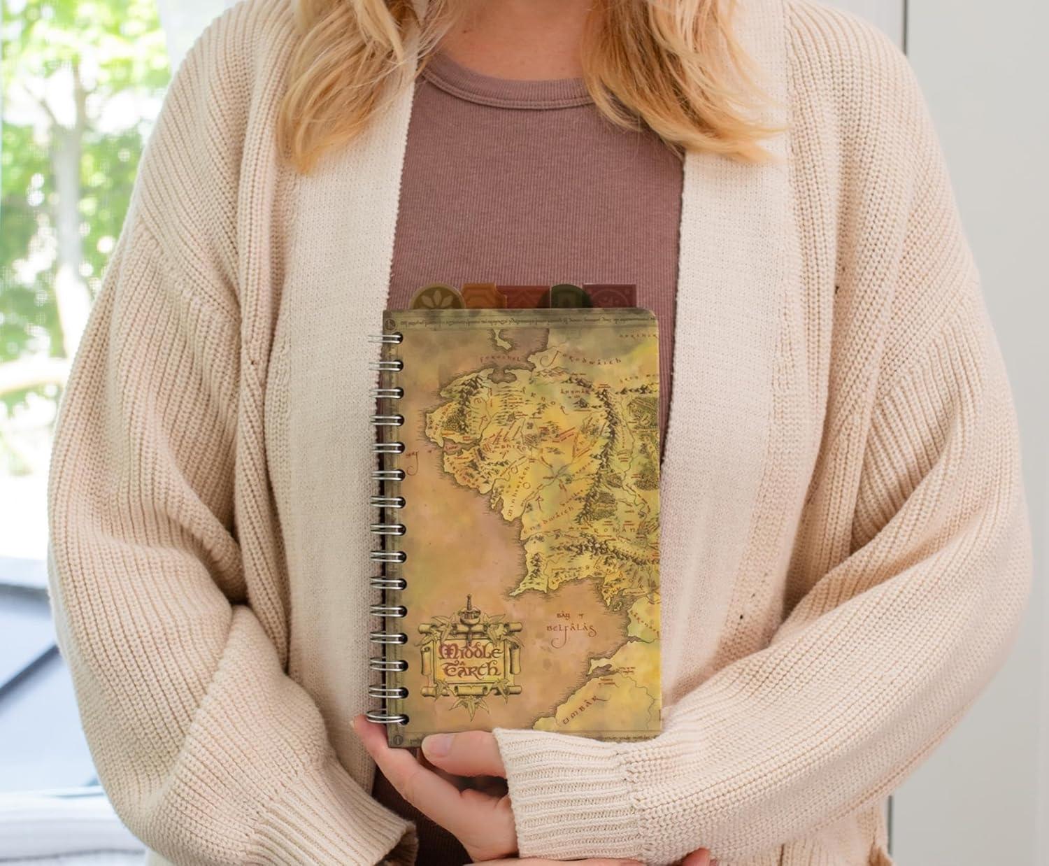 Silver Buffalo The Lord Of The Rings Map Of Middle-earth 5-Tab Spiral Notebook With 75 Sheets