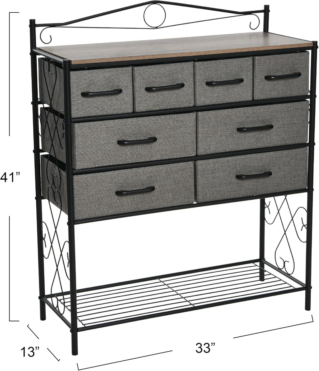 Ashwood Black Metal Frame 8-Drawer Wide Dresser