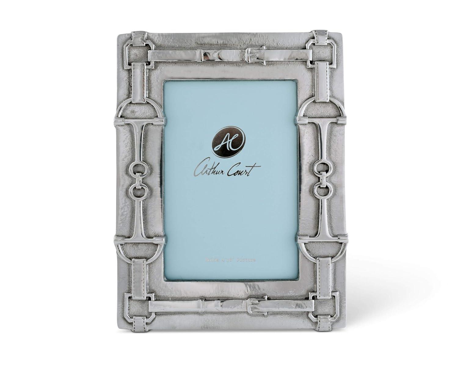 Arthur Court Designs Equestrian Silver Metal Embossed Picture Frame