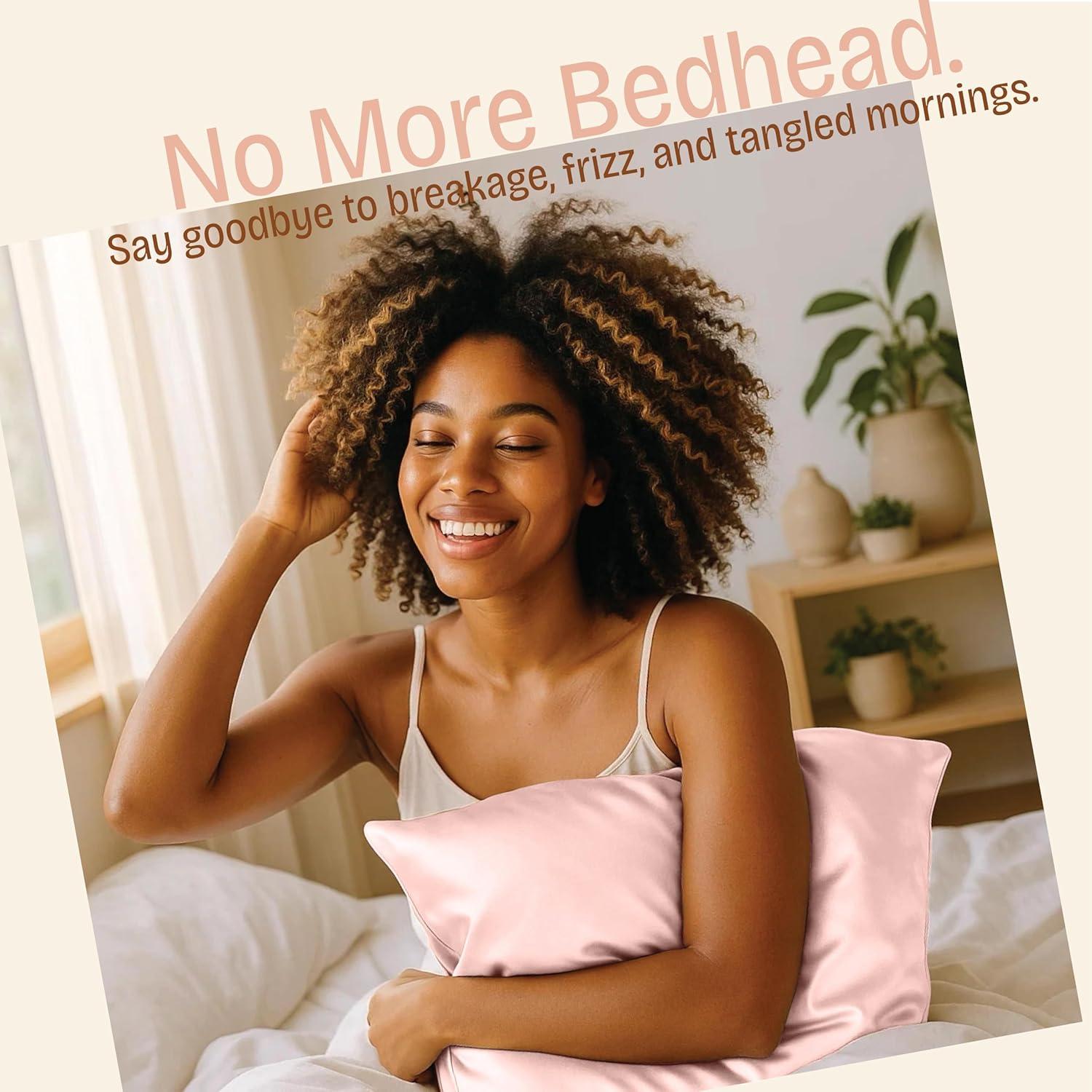 Shopbedding Satin Pillowcase for Hair and Skin - Standard Silk Satin Pillowcase with Zipper, Pink (Pillowcase Set of 2)