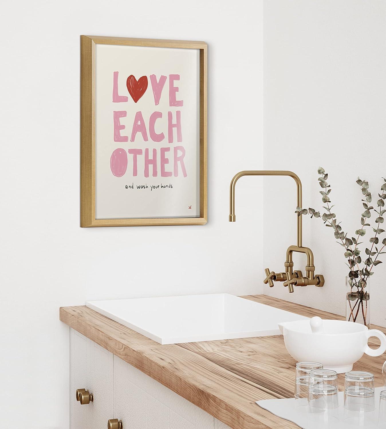 16" x 20" Blake Love Each Other by Kelly Knaga Framed Printed Glass Natural - Kate & Laurel All Things Decor