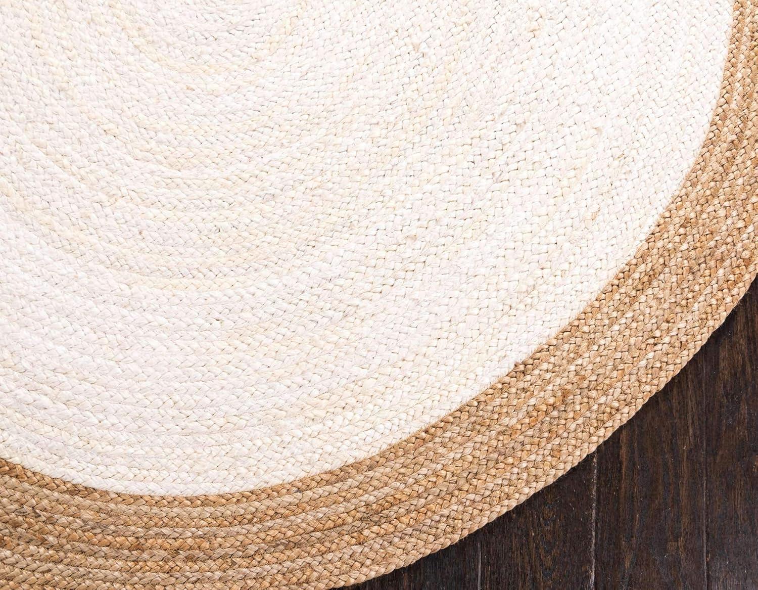 Eco-Friendly Handmade Oval Braided White Jute Rug