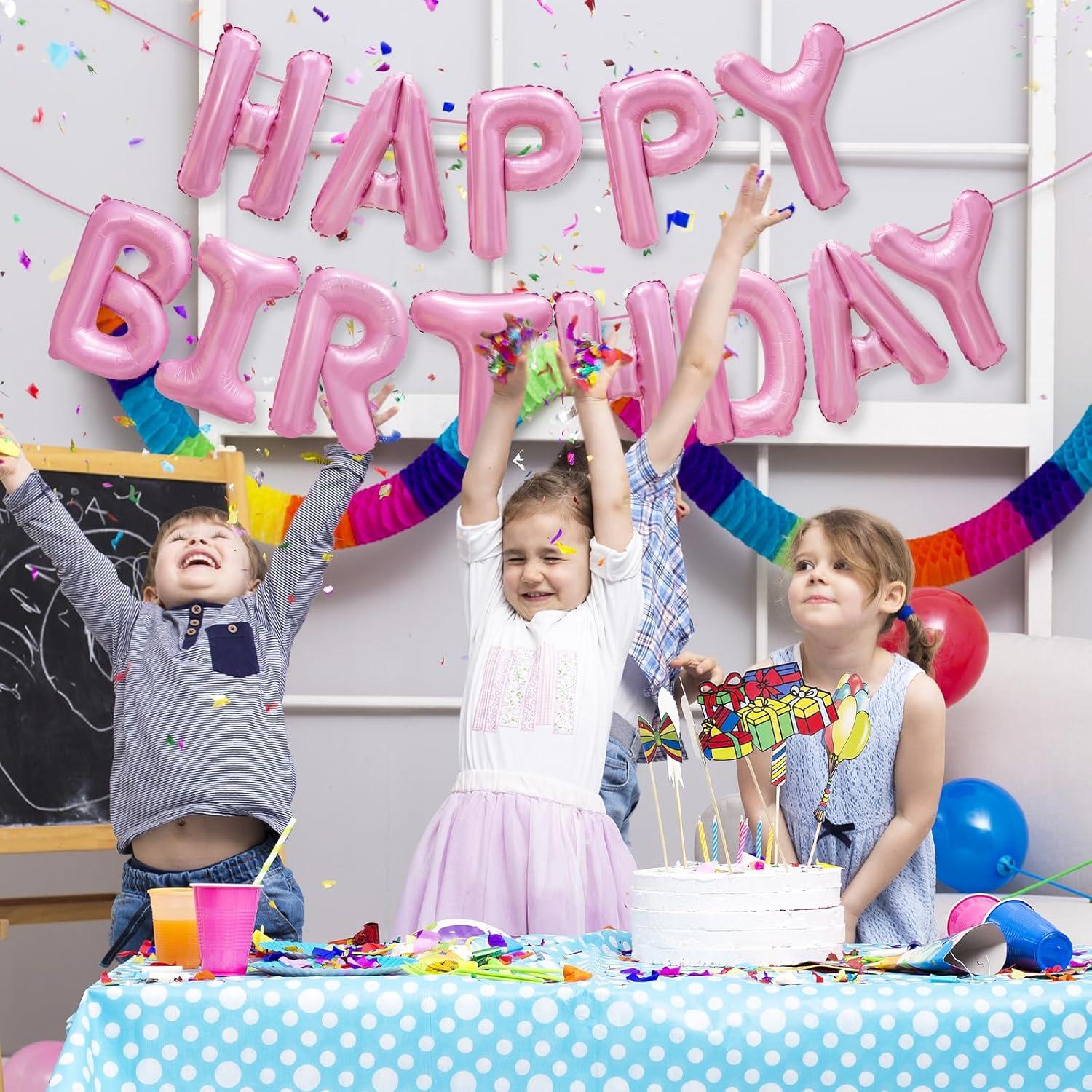 comerut 16inch Happy Birthday Letter Aluminum Foil Balloons Decoration Party Supplies