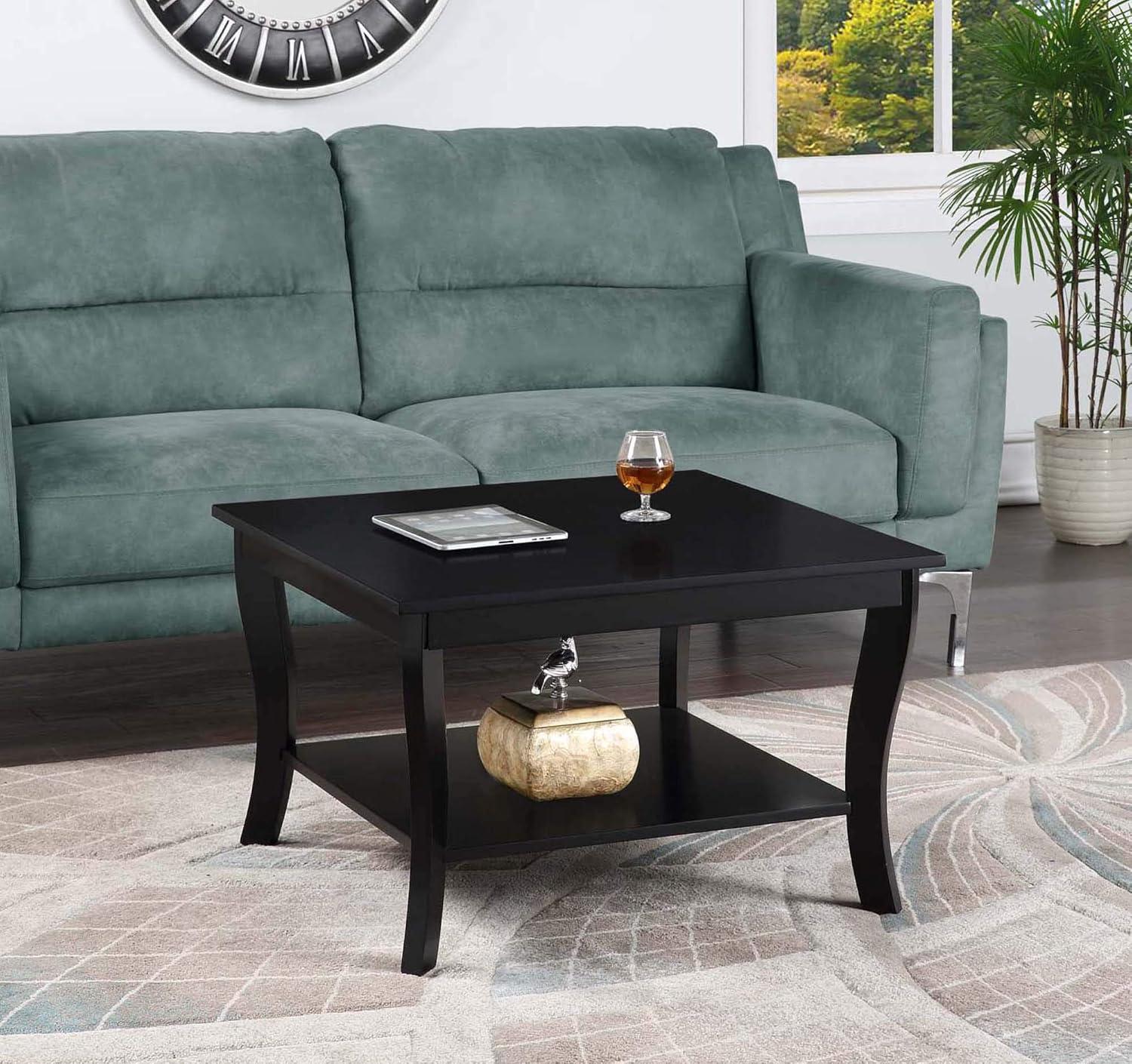 Convenience Concepts American Heritage Square Coffee Table in Black Wood Finish
