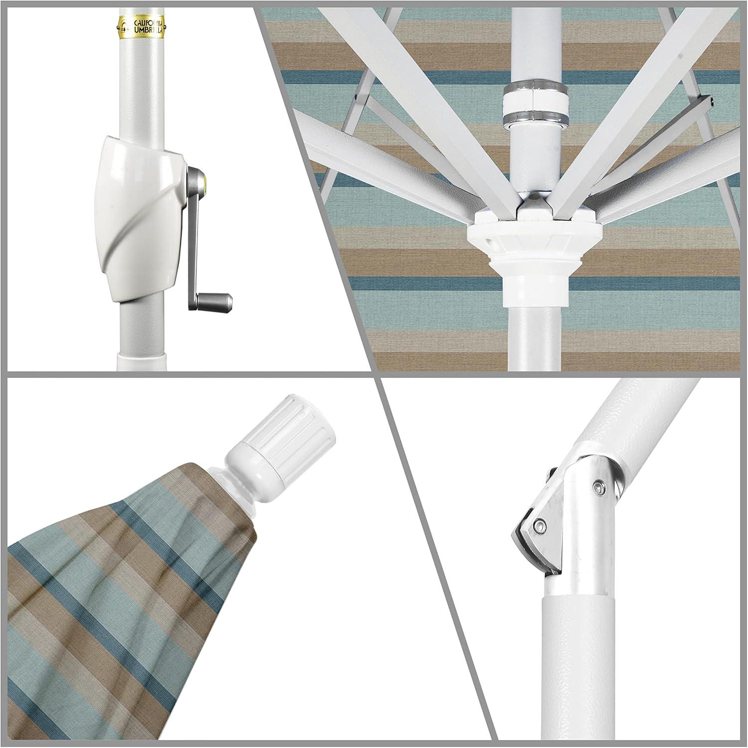 9 ft. Gateway Mist Striped Aluminum Market Patio Umbrella with Crank Lift and Tilt