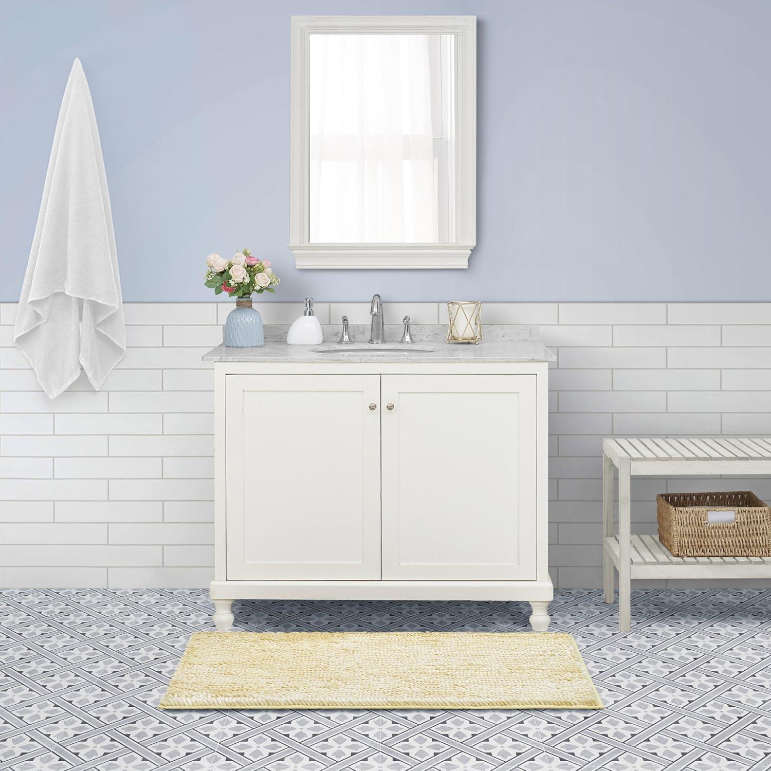 Laura Ashley Butter Chenille Bath Rug