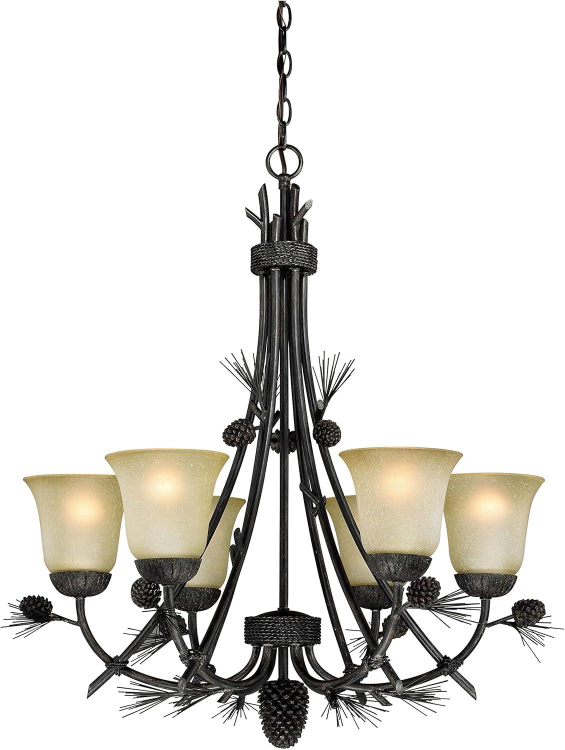 Vaxcel Sierra 6 - Light Chandelier in  Black Walnut