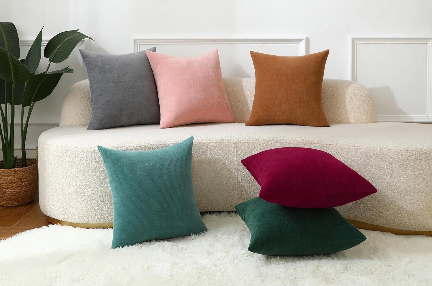 2 Pack Throw Pillow Covers 18x18 inch, Purple Pillow Covers for Bed Room Living Couch Home Dercoration