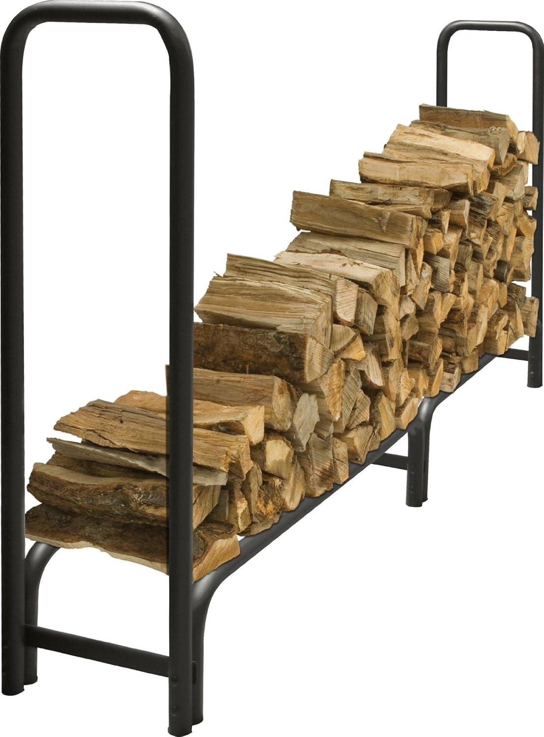 Pleasant Hearth 8' Black Heavy Duty Steel Log Rack