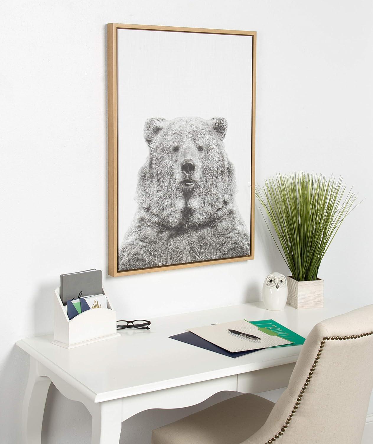 33" x 23" Sylvie Bear Animal Print And Portrait By Simon Te Tai Framed Wall Canvas - Kate & Laurel