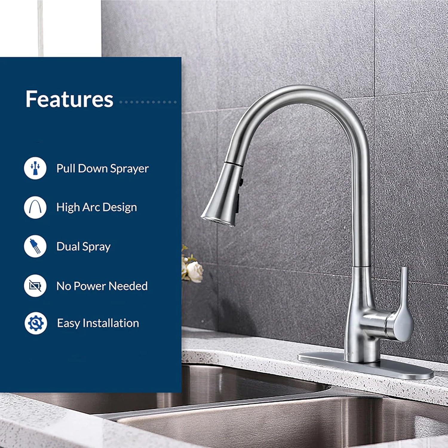 Classic Series Single-Handle Standard Kitchen Faucet in Brushed Nickel