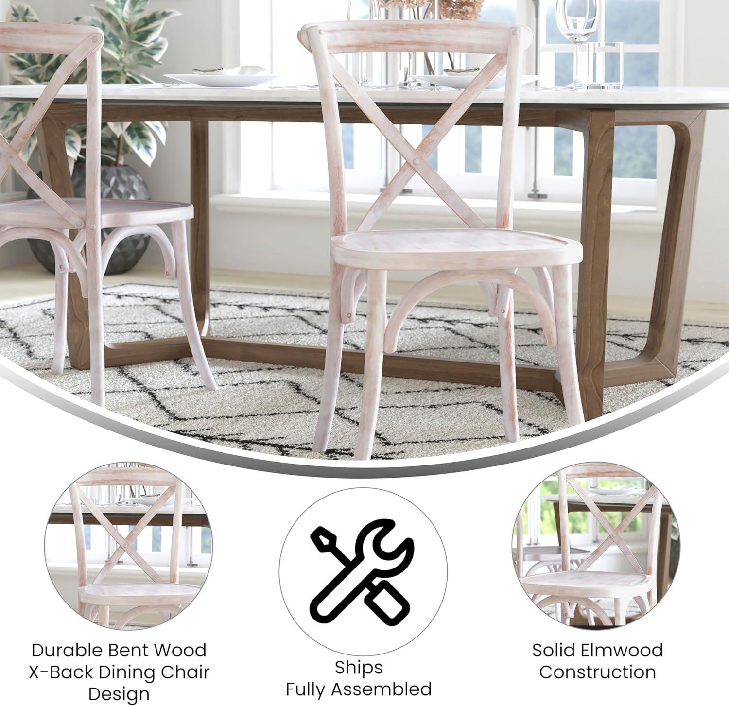 Merrick Lane X-Back Bistro Style Wooden High Back Dining Chair in Lime Wash