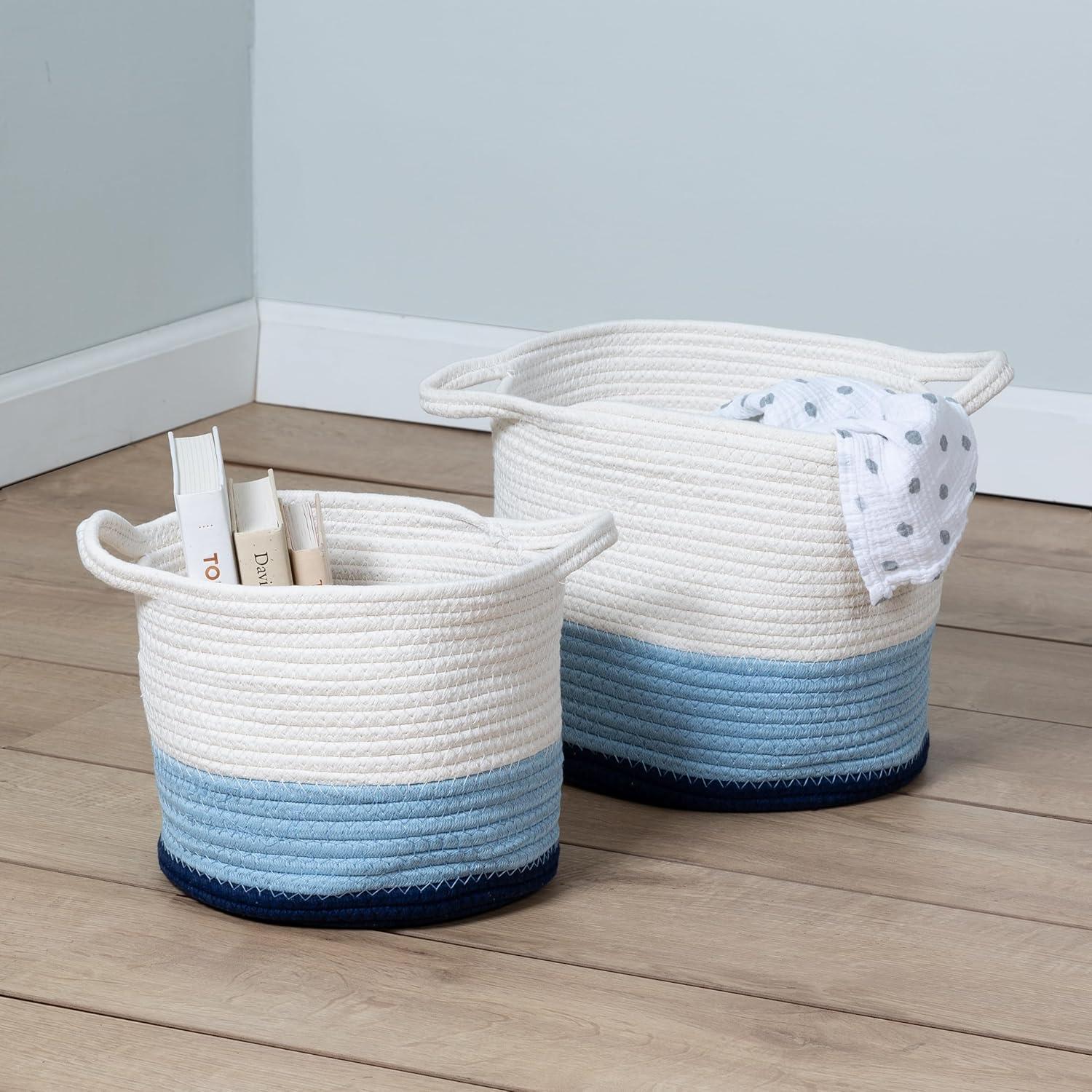 Honey-Can-Do Cotton Rope Nesting Storage Basket Set, Blue Ombré