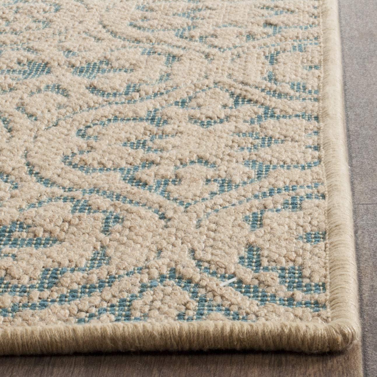 Natural Turquoise Geometric Synthetic 3' x 5' Area Rug